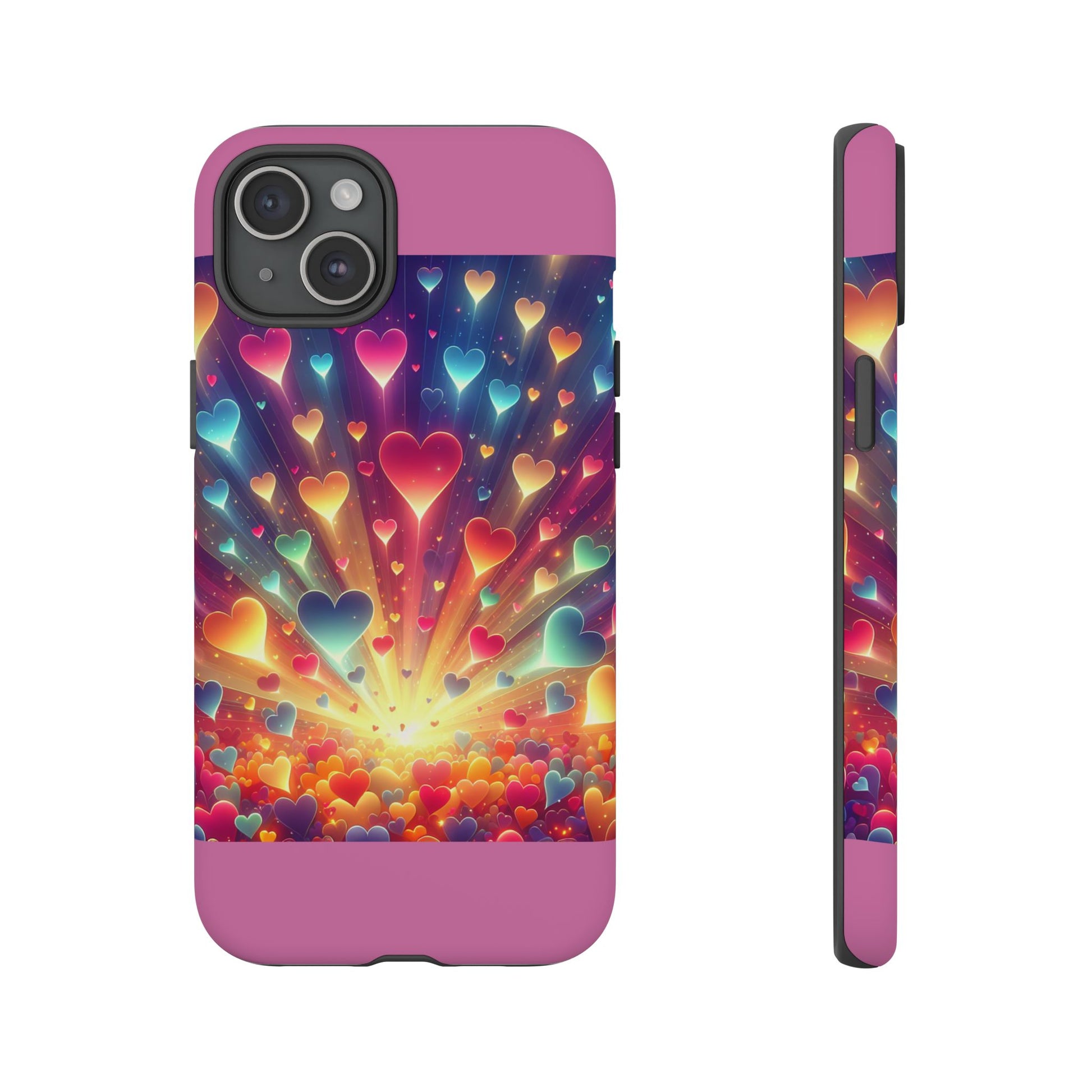Colorful Love Phone Case, Heart Design, Cute Gift, Smartphone Accessory, Valentine's Day, Birthday Present, Colorful Hearts