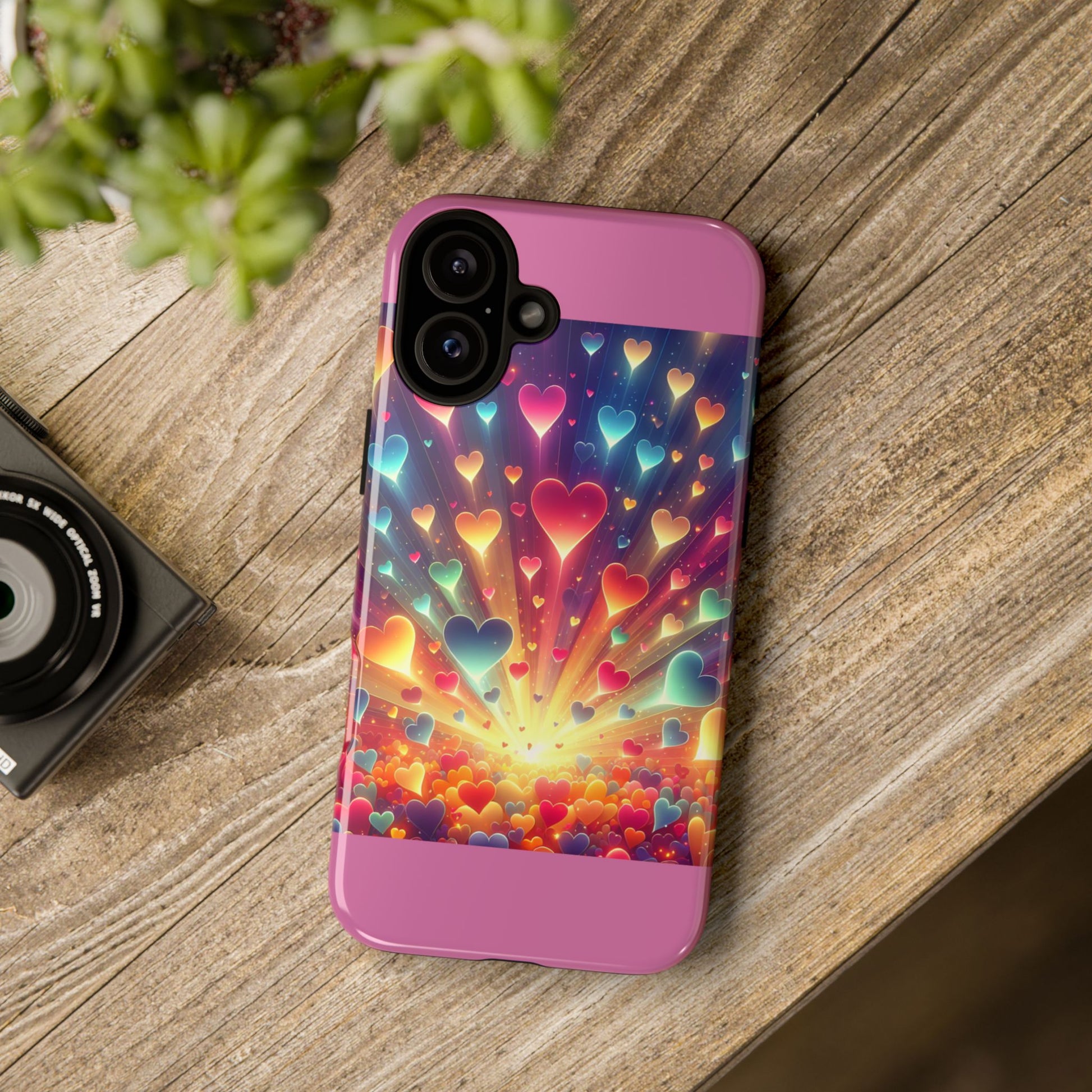 Colorful Love Phone Case, Heart Design, Cute Gift, Smartphone Accessory, Valentine's Day, Birthday Present, Colorful Hearts