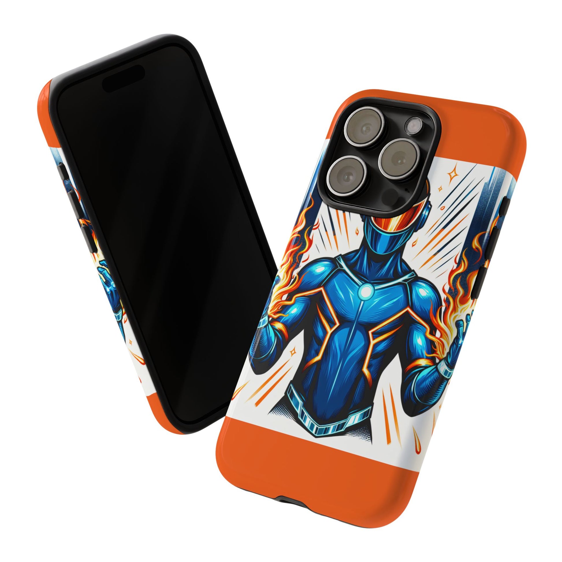 Vibrant Phone Case Featuring Fire-Themed Superhero Design, Durable and Stylish Gift for Gamers, Comic Lovers, and Tech Enthusiasts