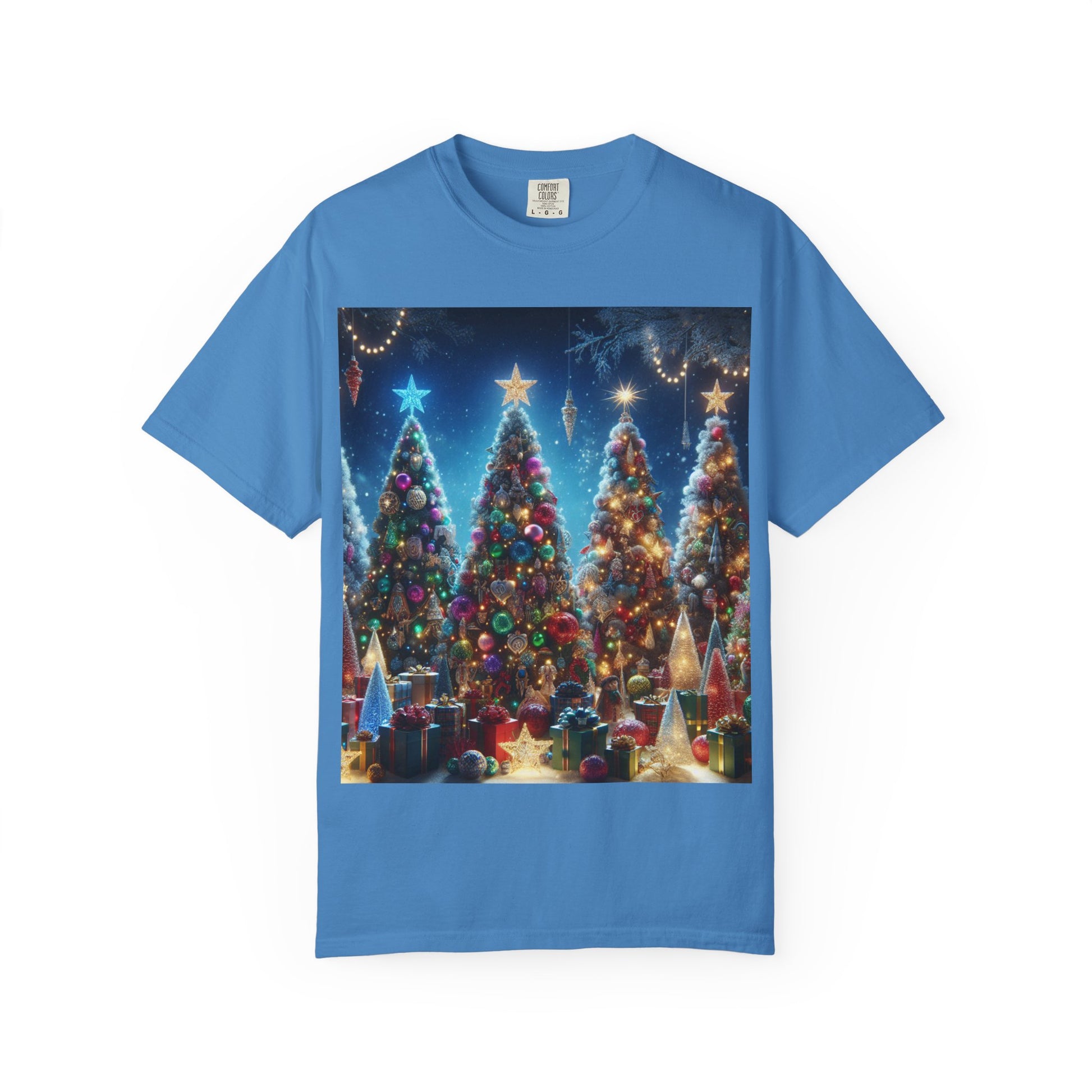 Christmas Tree Garment-Dyed T-Shirt, Holiday Tee, Xmas Apparel, Festive Top, Unisex Holiday Shirt