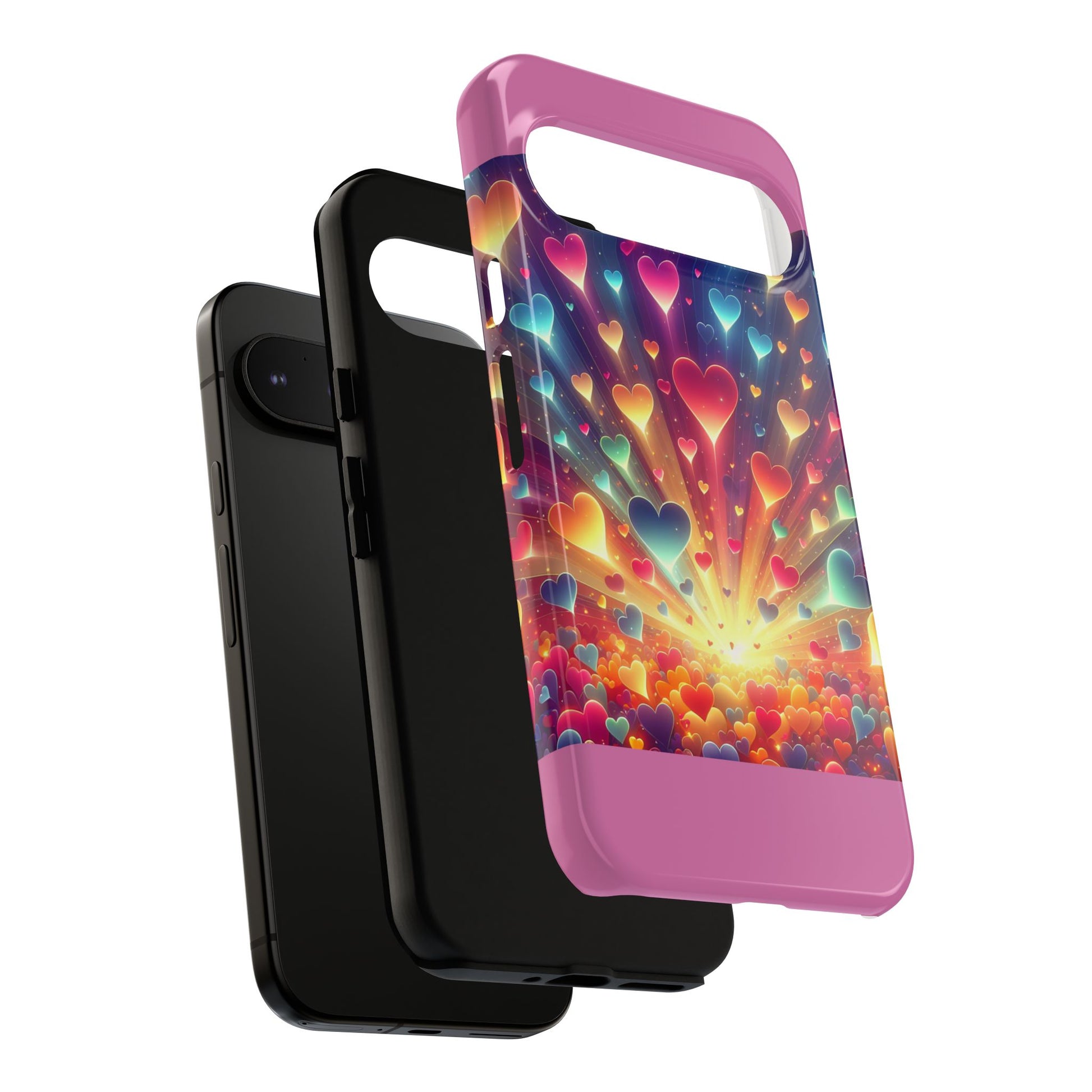 Colorful Love Phone Case, Heart Design, Cute Gift, Smartphone Accessory, Valentine's Day, Birthday Present, Colorful Hearts