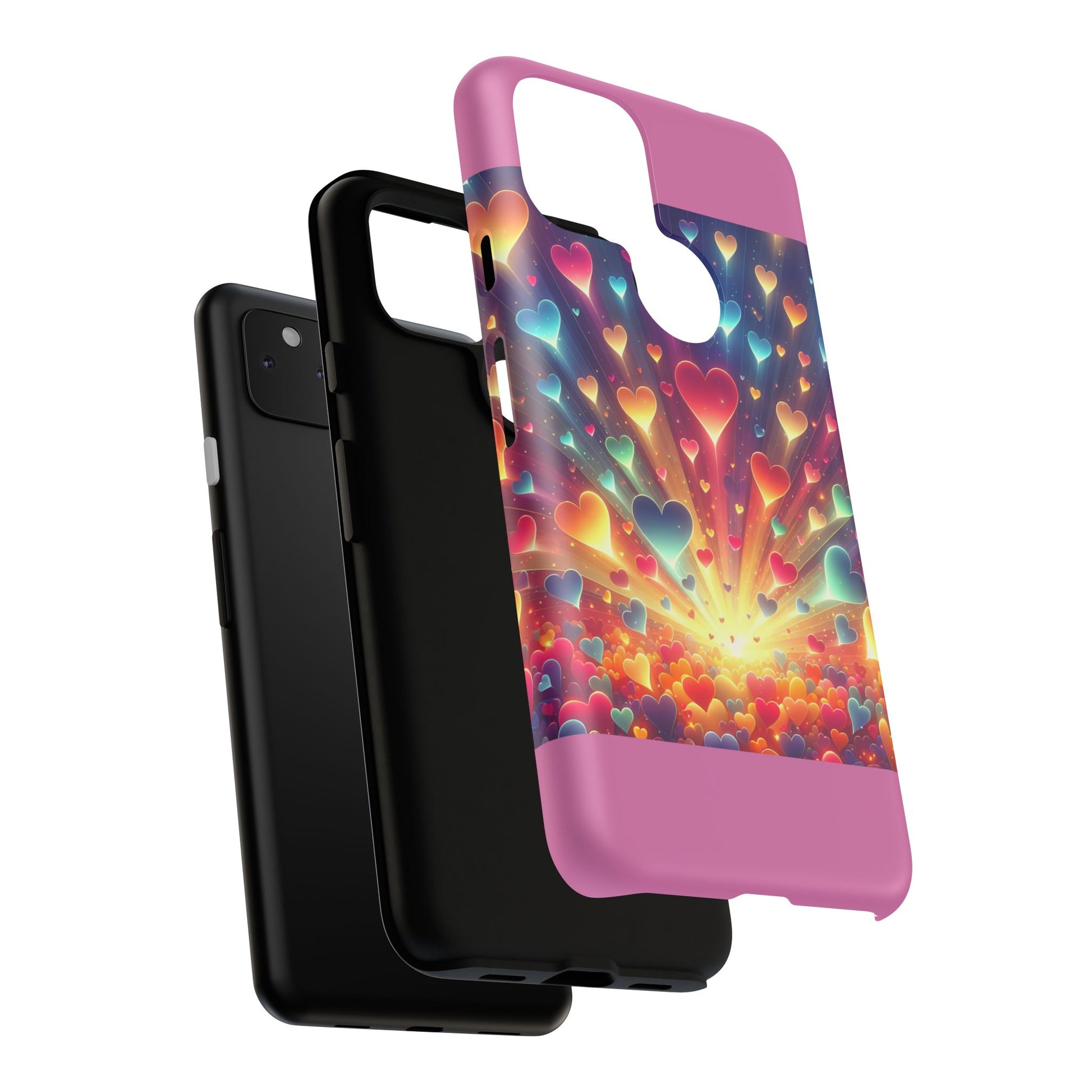 Colorful Love Phone Case, Heart Design, Cute Gift, Smartphone Accessory, Valentine's Day, Birthday Present, Colorful Hearts