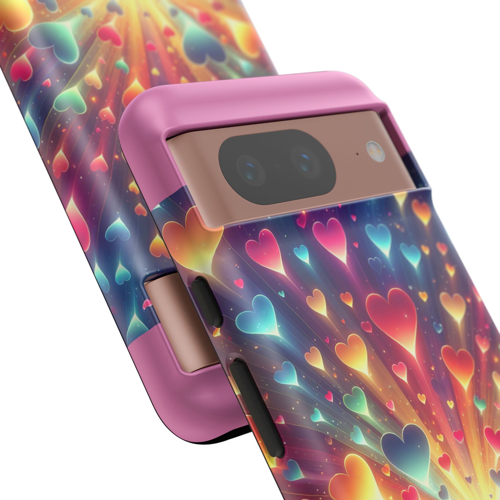 Colorful Love Phone Case, Heart Design, Cute Gift, Smartphone Accessory, Valentine's Day, Birthday Present, Colorful Hearts