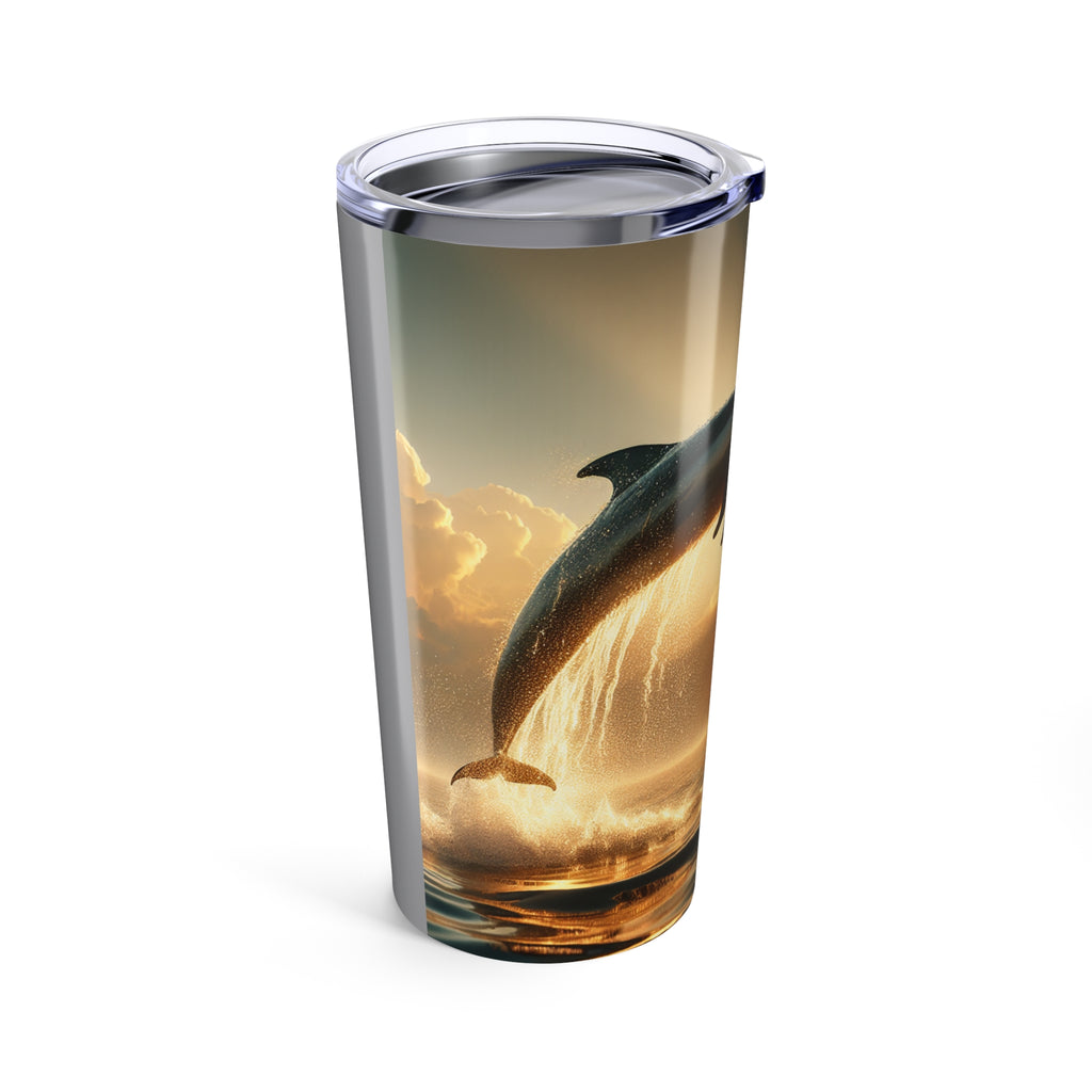 Dolphin Sunset Tumbler | 20oz Insulated Drinkware | Beach Lover Gifts, Ocean Theme, Travel Mug, Summer Vibes, Nautical Decor