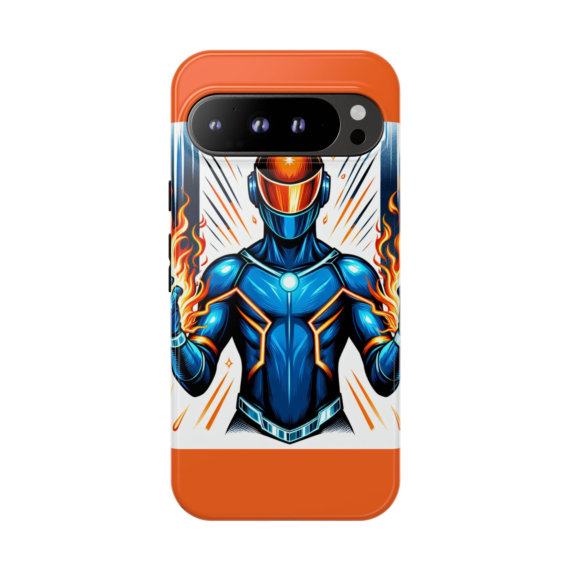 Vibrant Phone Case Featuring Fire-Themed Superhero Design, Durable and Stylish Gift for Gamers, Comic Lovers, and Tech Enthusiasts