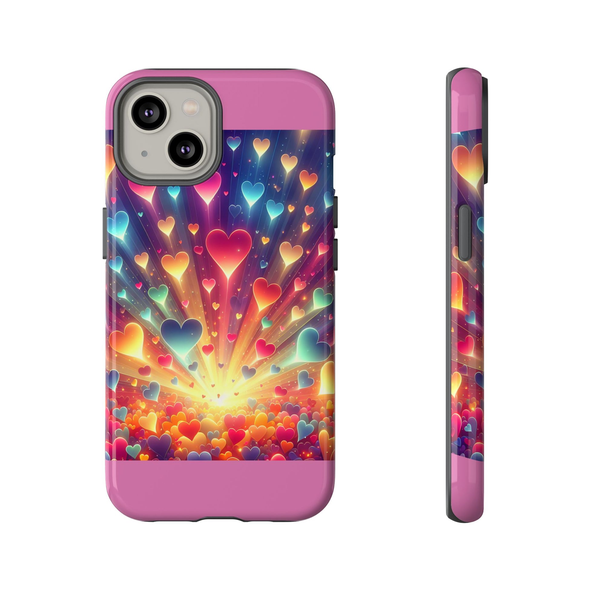 Colorful Love Phone Case, Heart Design, Cute Gift, Smartphone Accessory, Valentine's Day, Birthday Present, Colorful Hearts