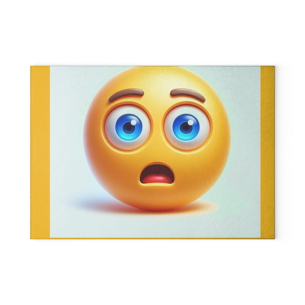 Shocked Emoji Glass Cutting Board, Funny Kitchen Gift, Unique Home Decor, Great for Gifts, Cooking Enthusiasts, Funny Gift Idea