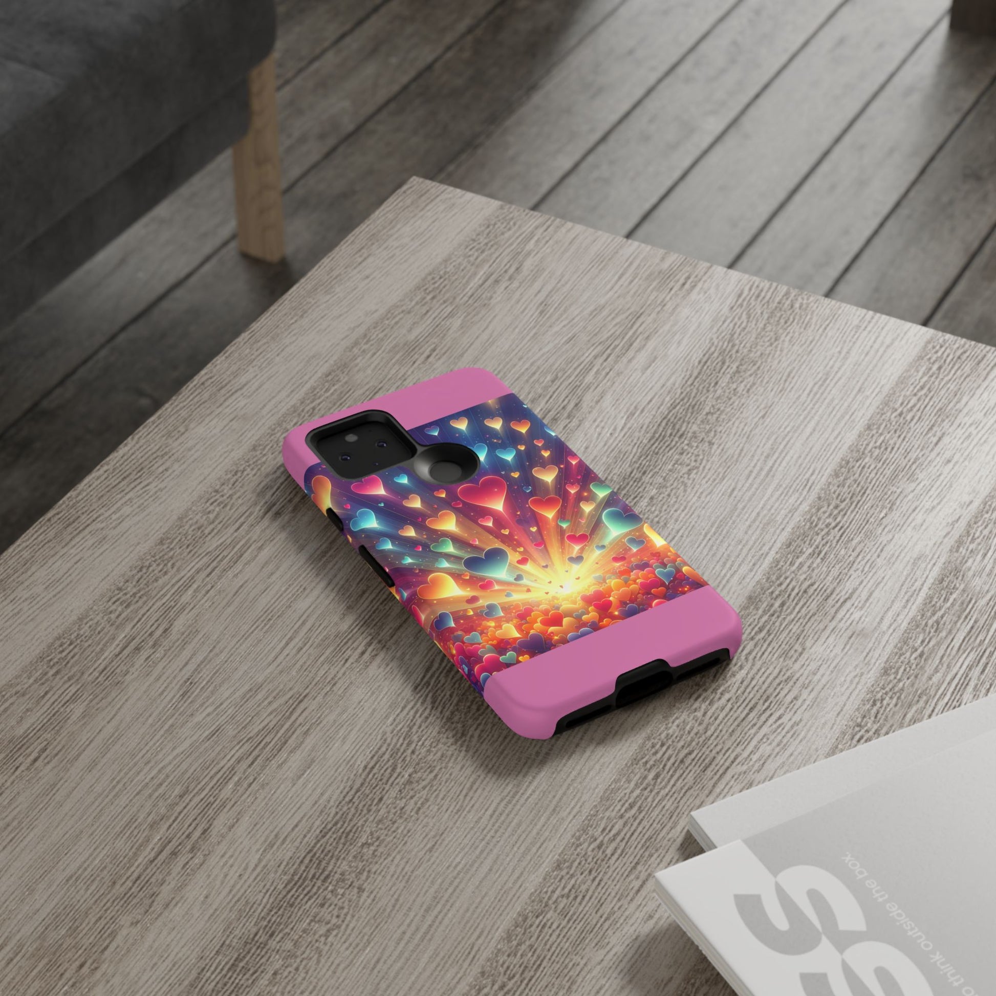 Colorful Love Phone Case, Heart Design, Cute Gift, Smartphone Accessory, Valentine's Day, Birthday Present, Colorful Hearts