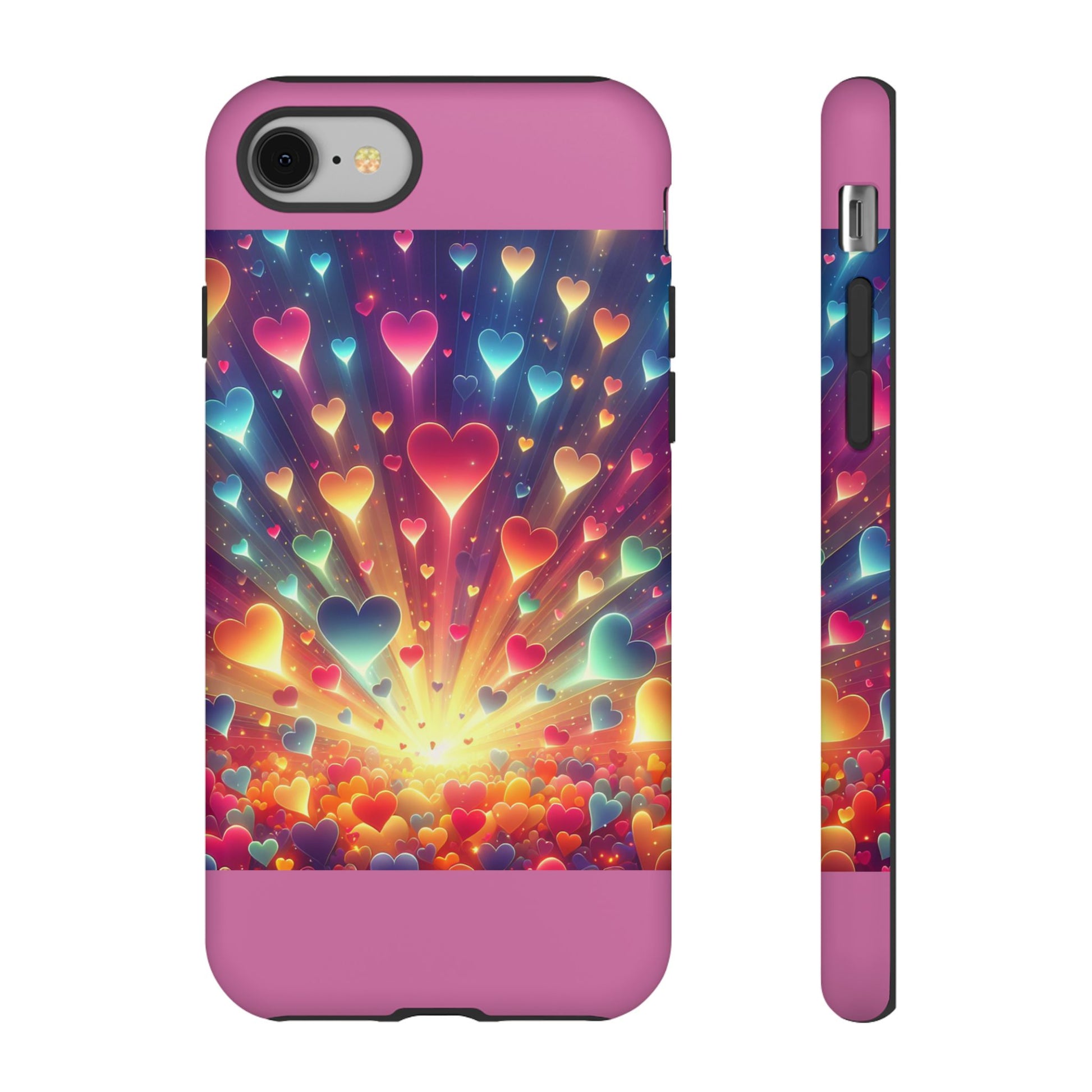 Colorful Love Phone Case, Heart Design, Cute Gift, Smartphone Accessory, Valentine's Day, Birthday Present, Colorful Hearts