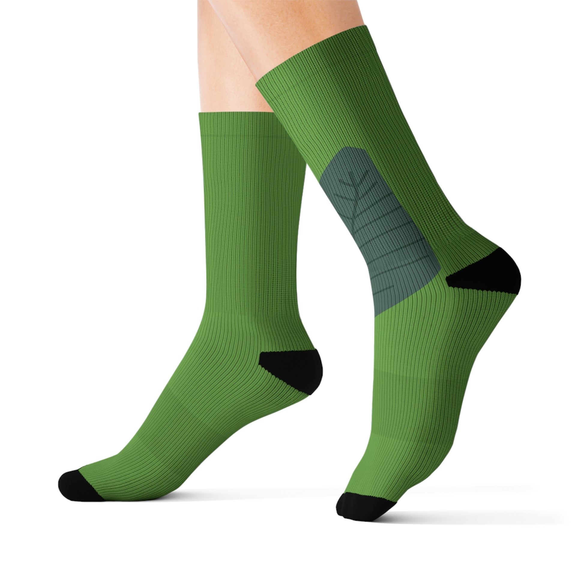 Eco-Friendly Leaf Pattern Socks, Sublimation Socks for Nature Lovers, Gift for Earth Day, Cozy Green Footwear