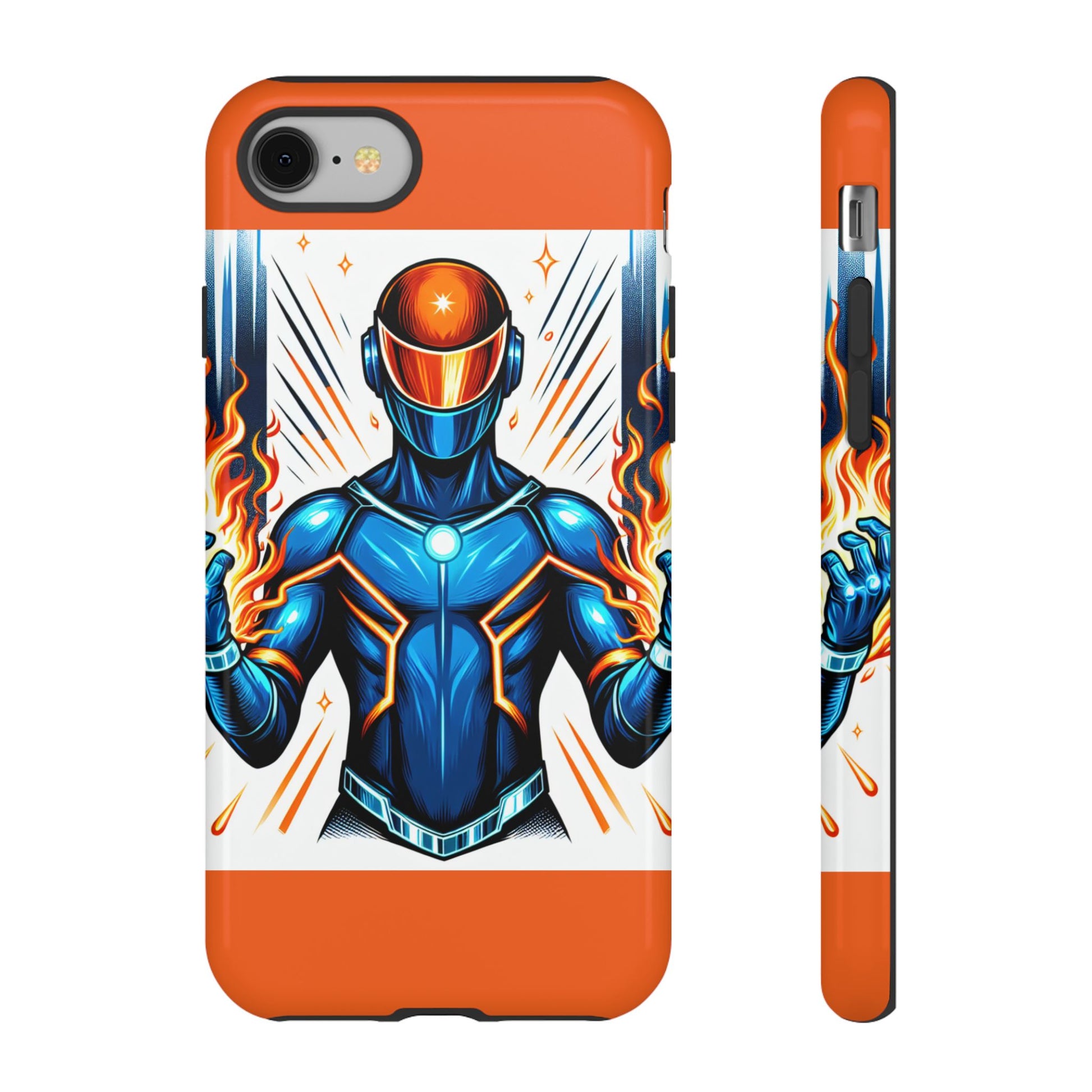 Vibrant Phone Case Featuring Fire-Themed Superhero Design, Durable and Stylish Gift for Gamers, Comic Lovers, and Tech Enthusiasts