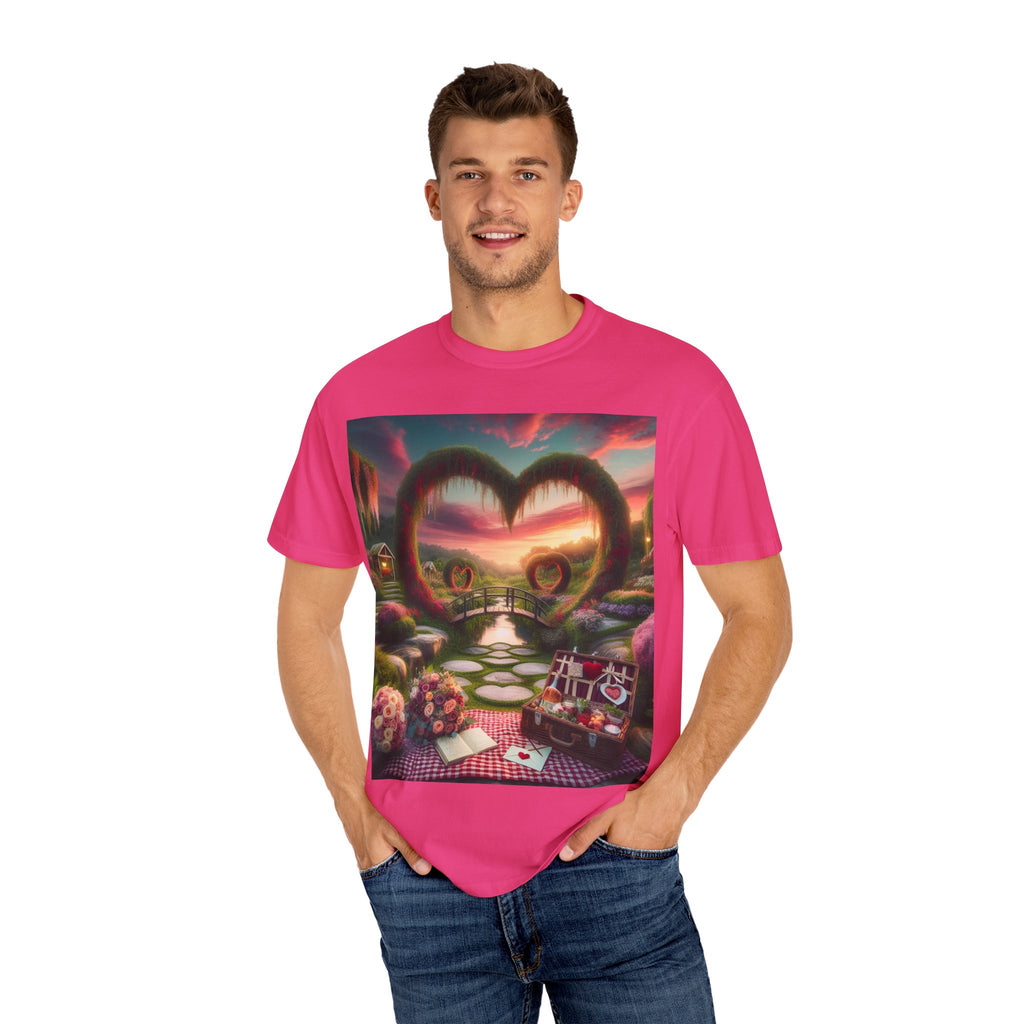 Romantic Landscape T-Shirt, Unisex Love Tee, Heart Design Shirt, Perfect Gift for Couples, Valentine's Day, Anniversary Wear
