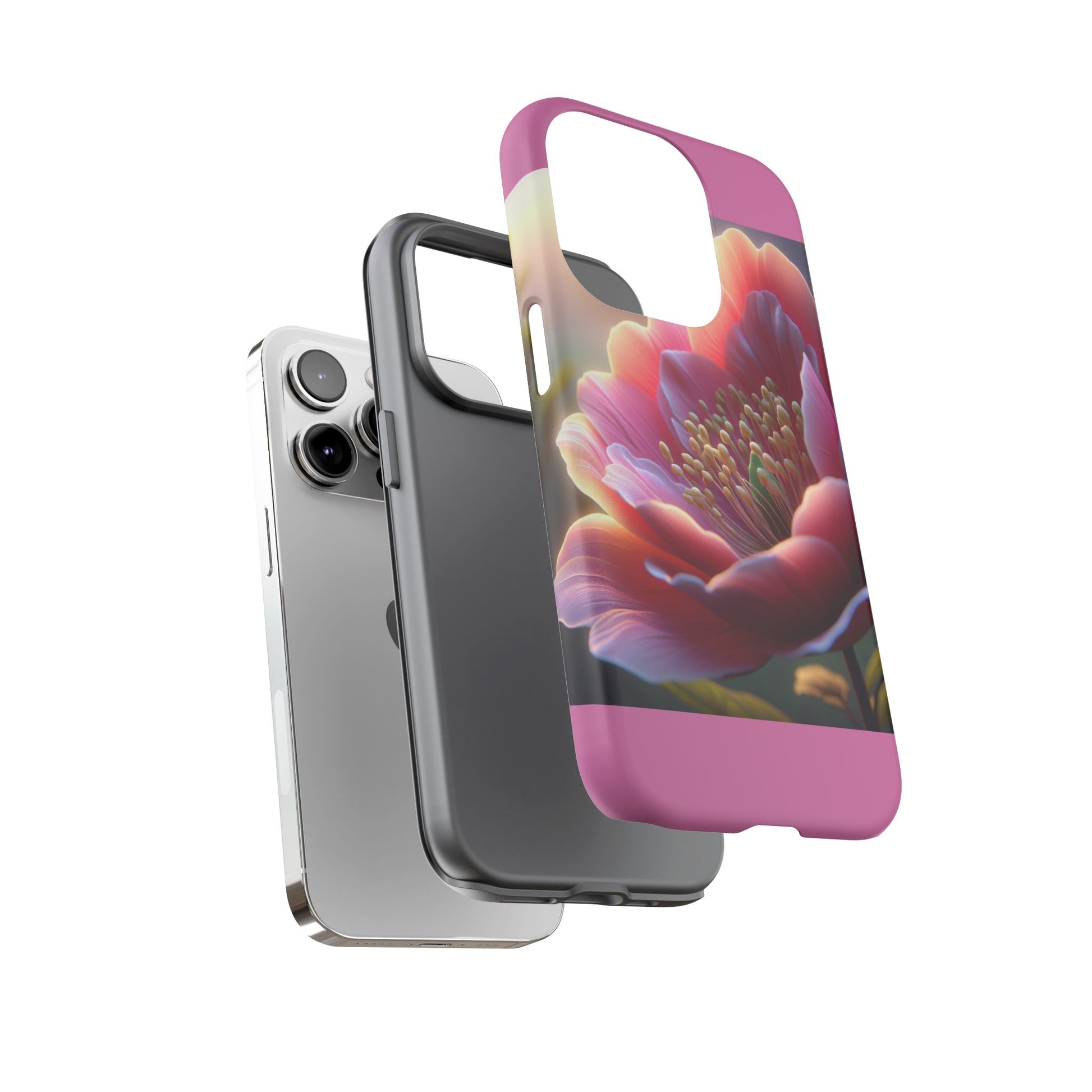 Pink Floral Phone Case, Tough Cases, Floral Design, Phone Accessory Gift, Nature Inspired, Trendy Tech Case