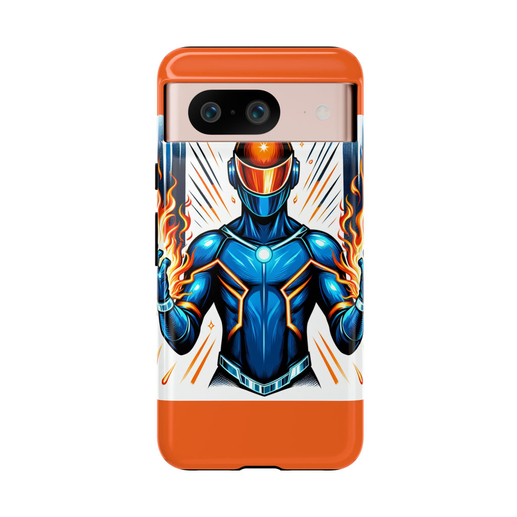Vibrant Phone Case Featuring Fire-Themed Superhero Design, Durable and Stylish Gift for Gamers, Comic Lovers, and Tech Enthusiasts