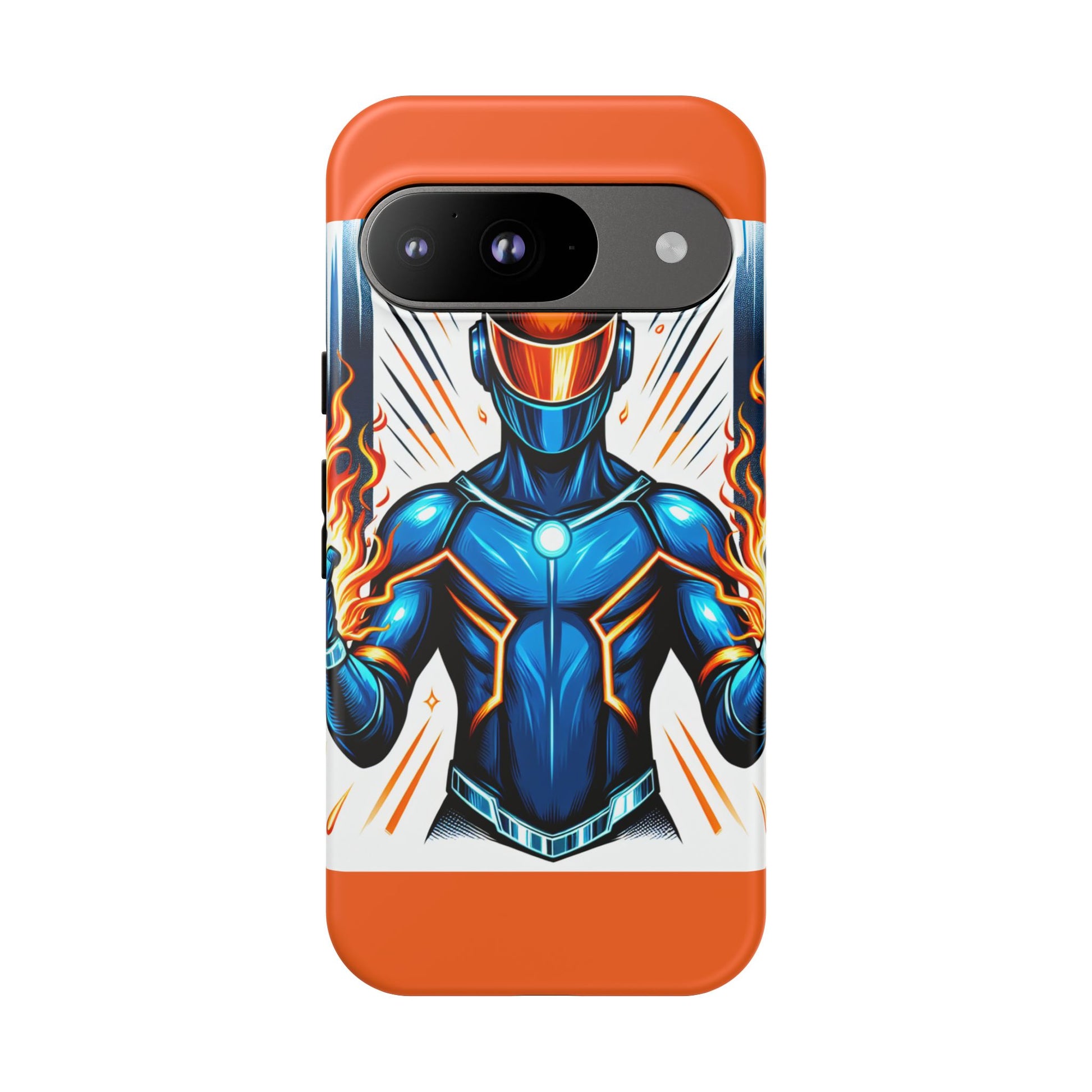 Vibrant Phone Case Featuring Fire-Themed Superhero Design, Durable and Stylish Gift for Gamers, Comic Lovers, and Tech Enthusiasts