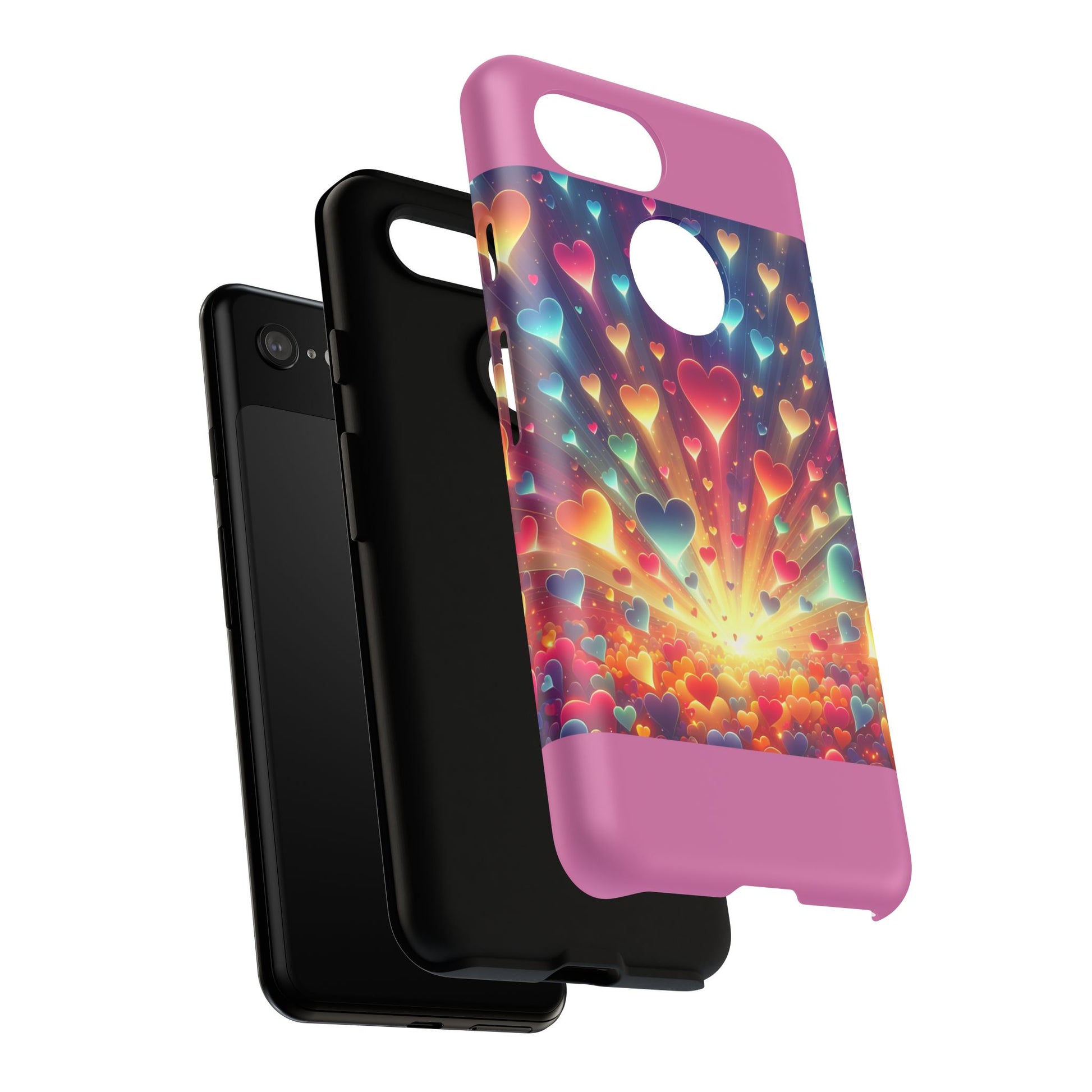 Colorful Love Phone Case, Heart Design, Cute Gift, Smartphone Accessory, Valentine's Day, Birthday Present, Colorful Hearts