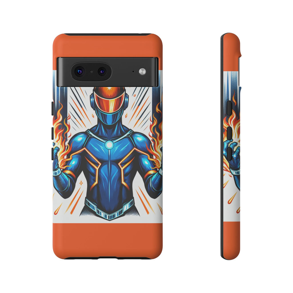 Vibrant Phone Case Featuring Fire-Themed Superhero Design, Durable and Stylish Gift for Gamers, Comic Lovers, and Tech Enthusiasts