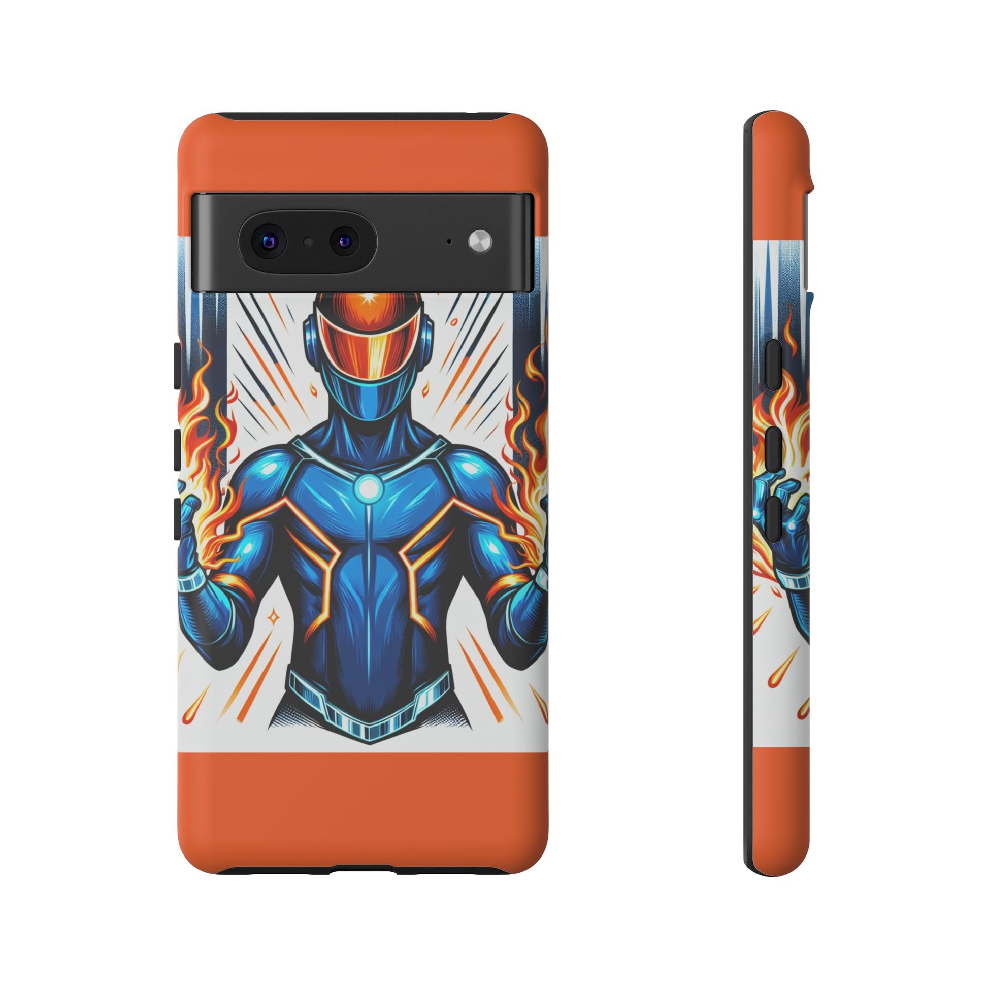 Vibrant Phone Case Featuring Fire-Themed Superhero Design, Durable and Stylish Gift for Gamers, Comic Lovers, and Tech Enthusiasts