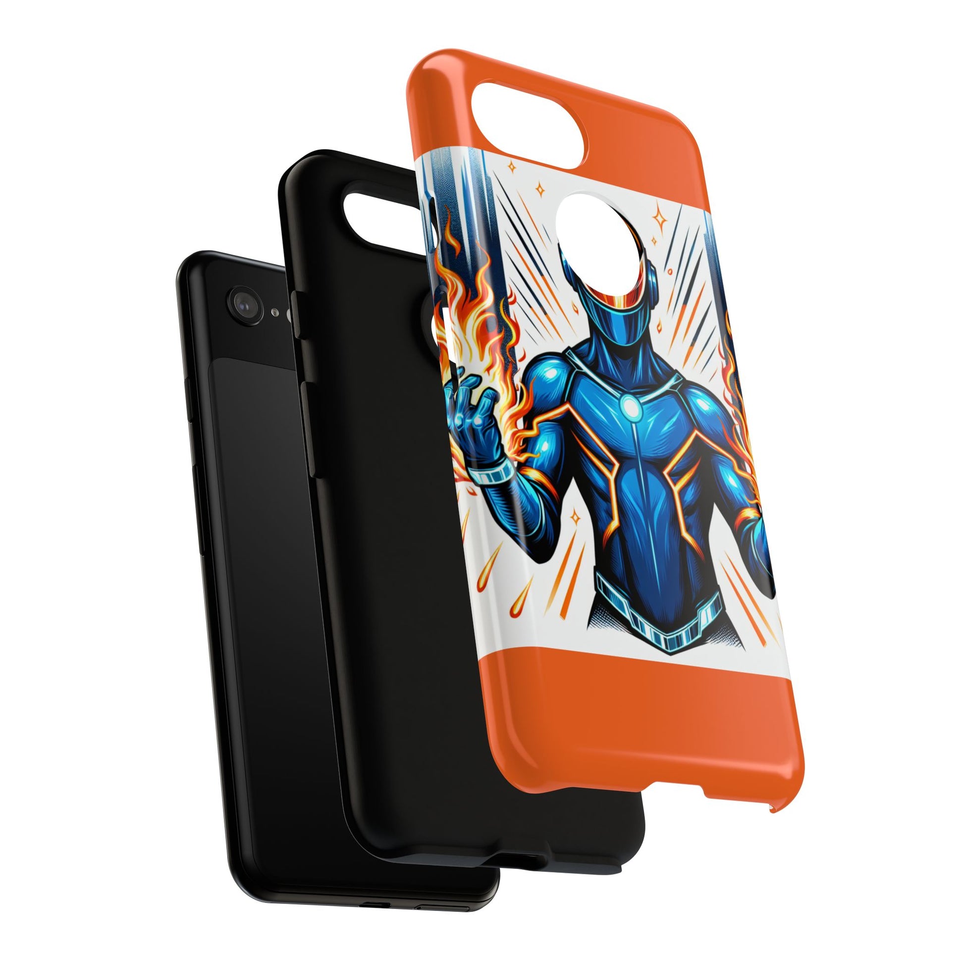 Vibrant Phone Case Featuring Fire-Themed Superhero Design, Durable and Stylish Gift for Gamers, Comic Lovers, and Tech Enthusiasts