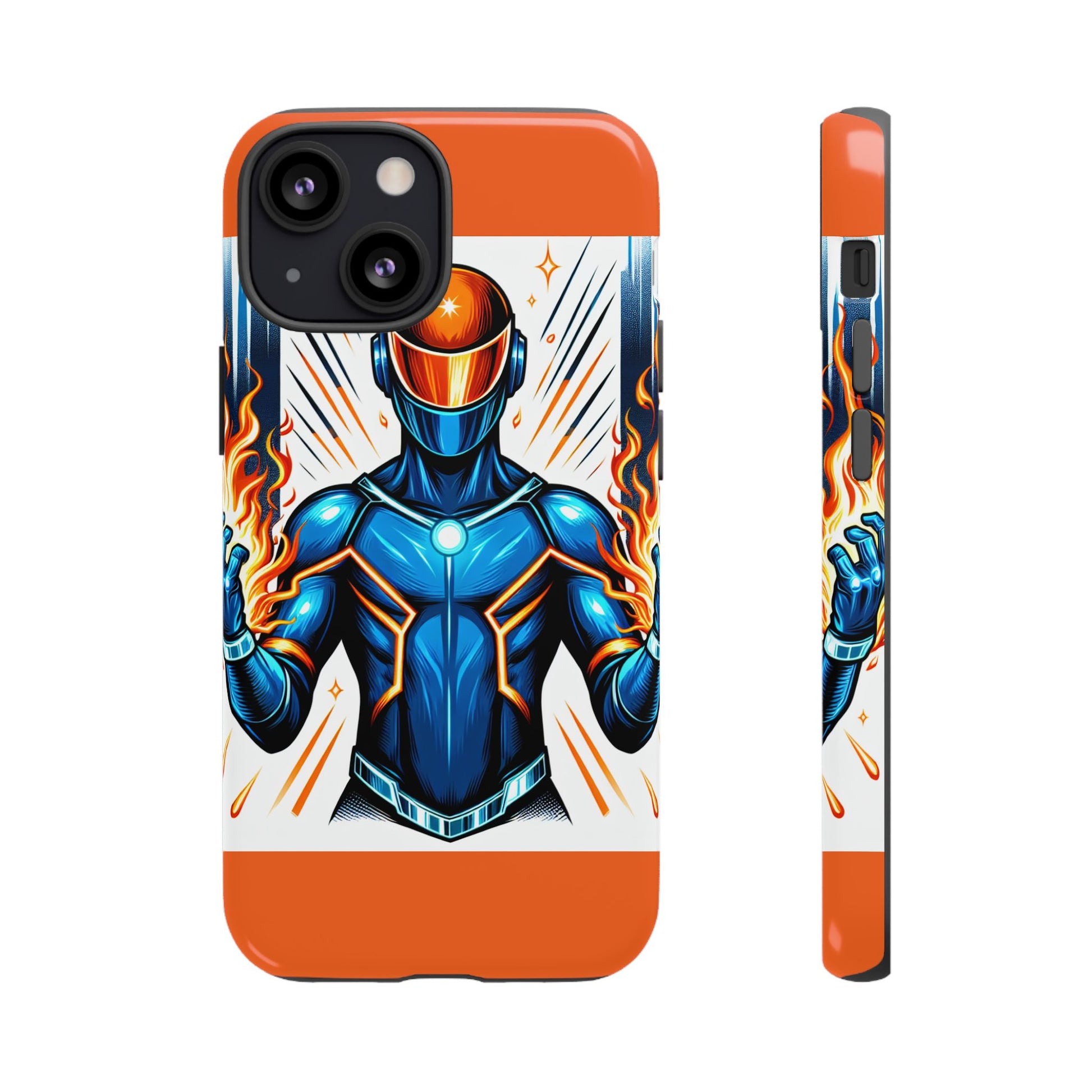 Vibrant Phone Case Featuring Fire-Themed Superhero Design, Durable and Stylish Gift for Gamers, Comic Lovers, and Tech Enthusiasts