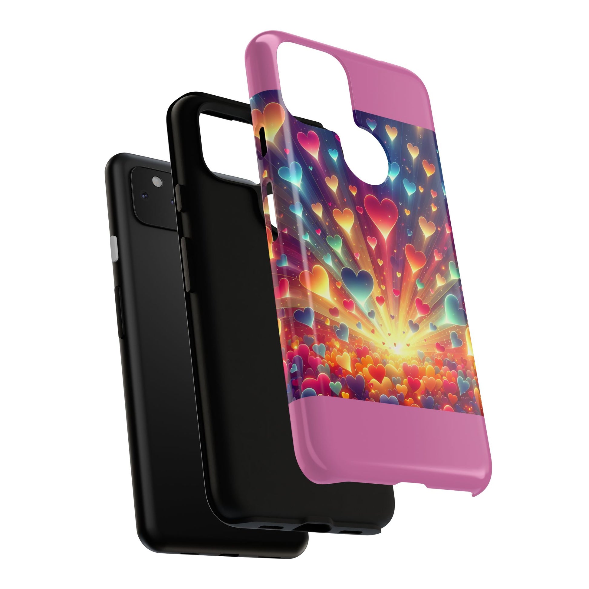 Colorful Love Phone Case, Heart Design, Cute Gift, Smartphone Accessory, Valentine's Day, Birthday Present, Colorful Hearts