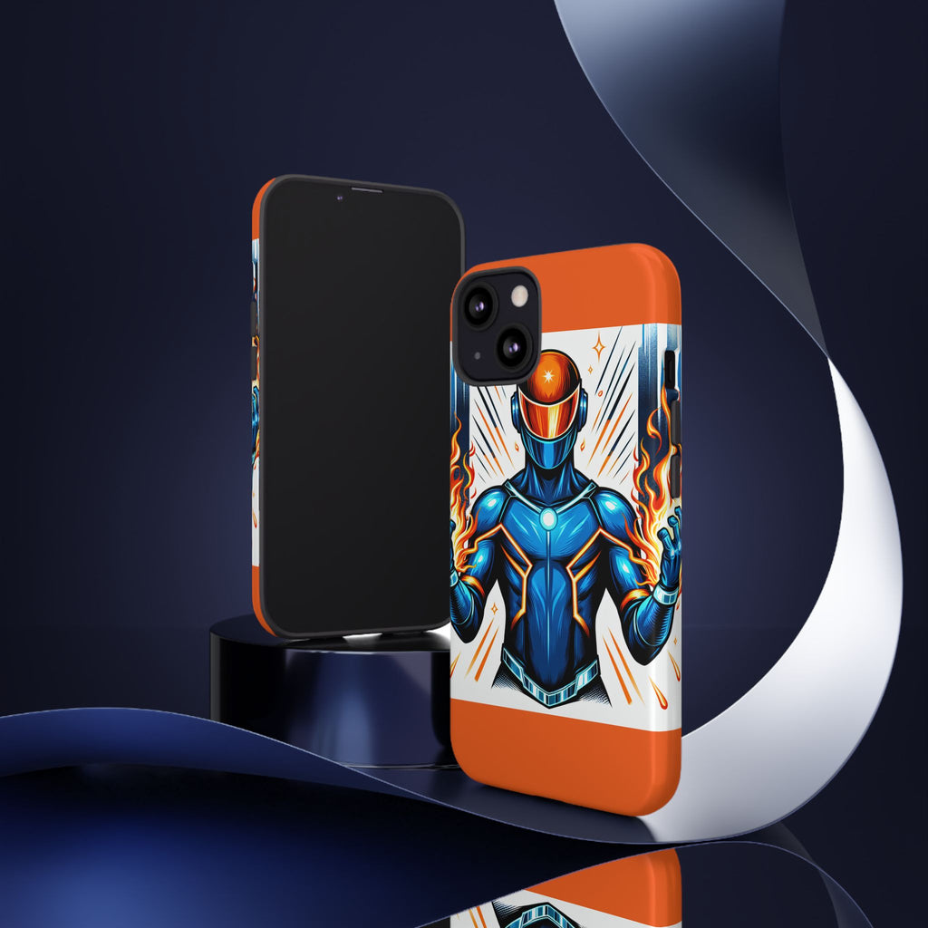 Vibrant Phone Case Featuring Fire-Themed Superhero Design, Durable and Stylish Gift for Gamers, Comic Lovers, and Tech Enthusiasts