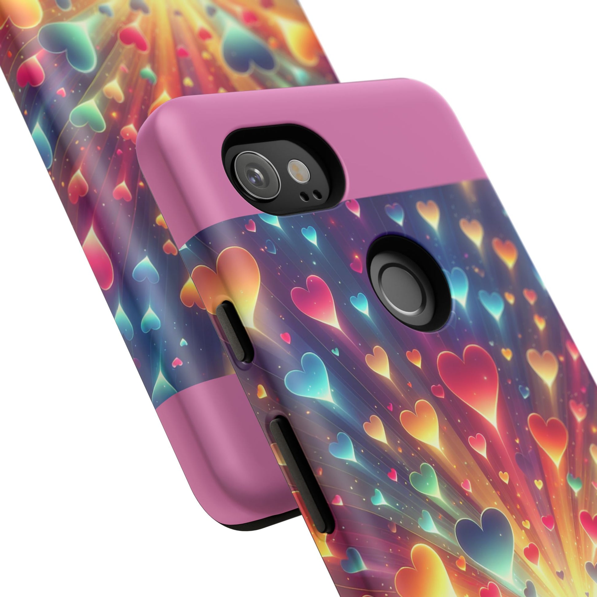 Colorful Love Phone Case, Heart Design, Cute Gift, Smartphone Accessory, Valentine's Day, Birthday Present, Colorful Hearts