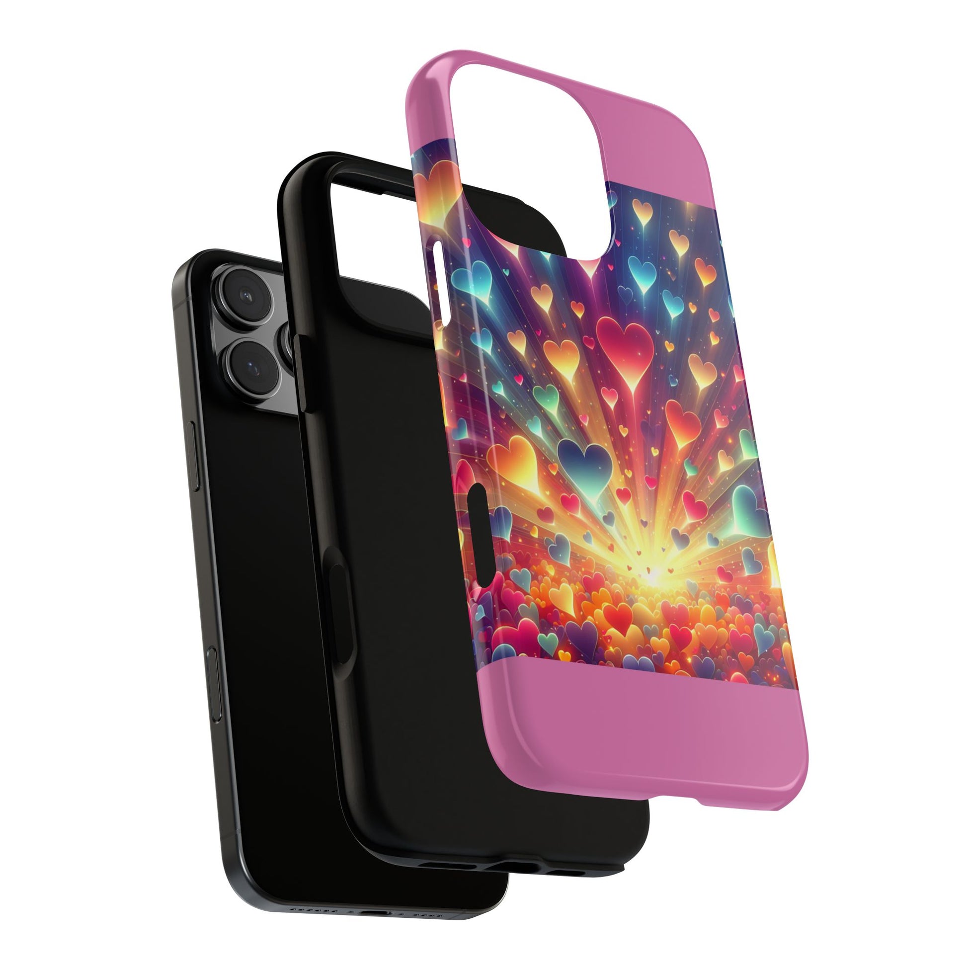Colorful Love Phone Case, Heart Design, Cute Gift, Smartphone Accessory, Valentine's Day, Birthday Present, Colorful Hearts