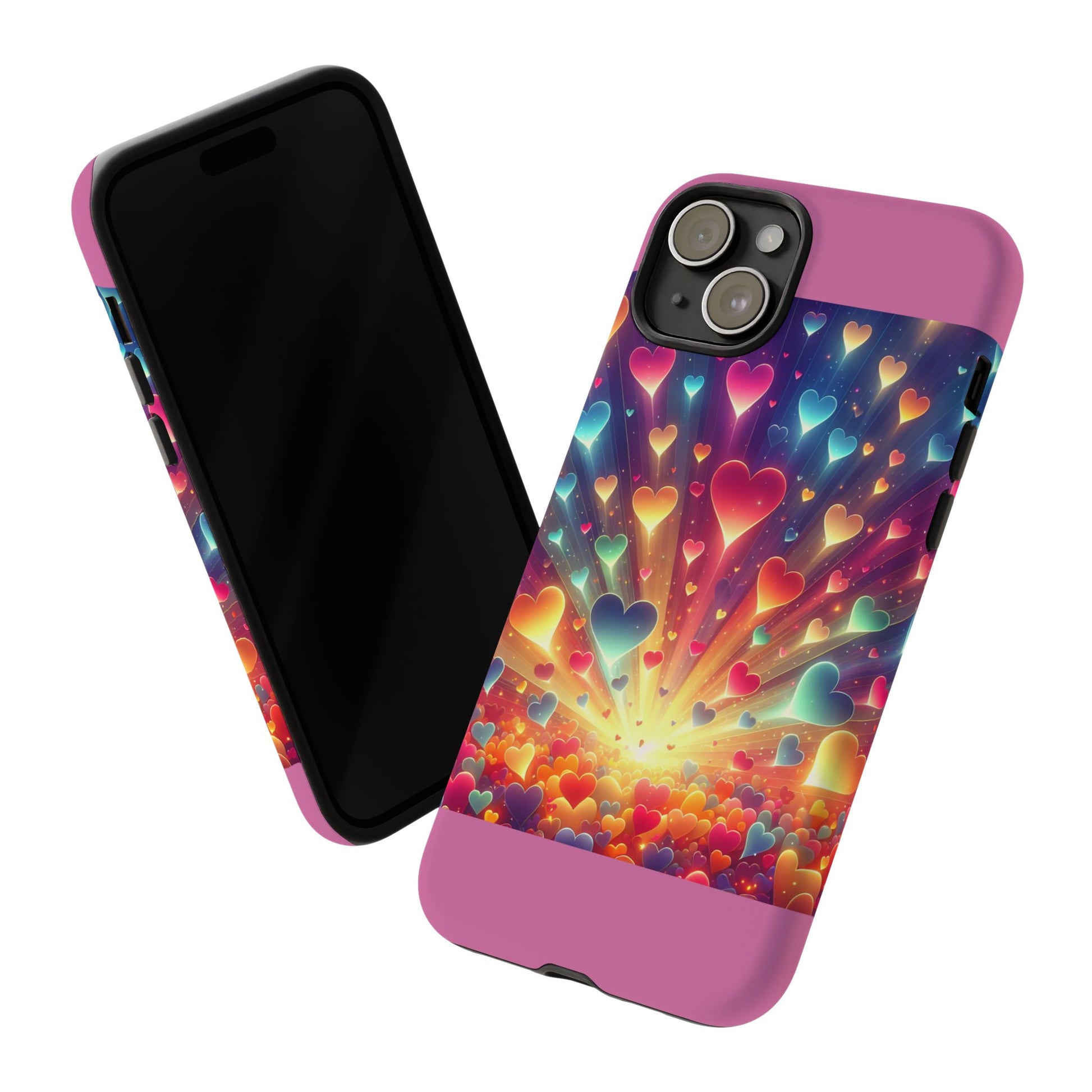 Colorful Love Phone Case, Heart Design, Cute Gift, Smartphone Accessory, Valentine's Day, Birthday Present, Colorful Hearts
