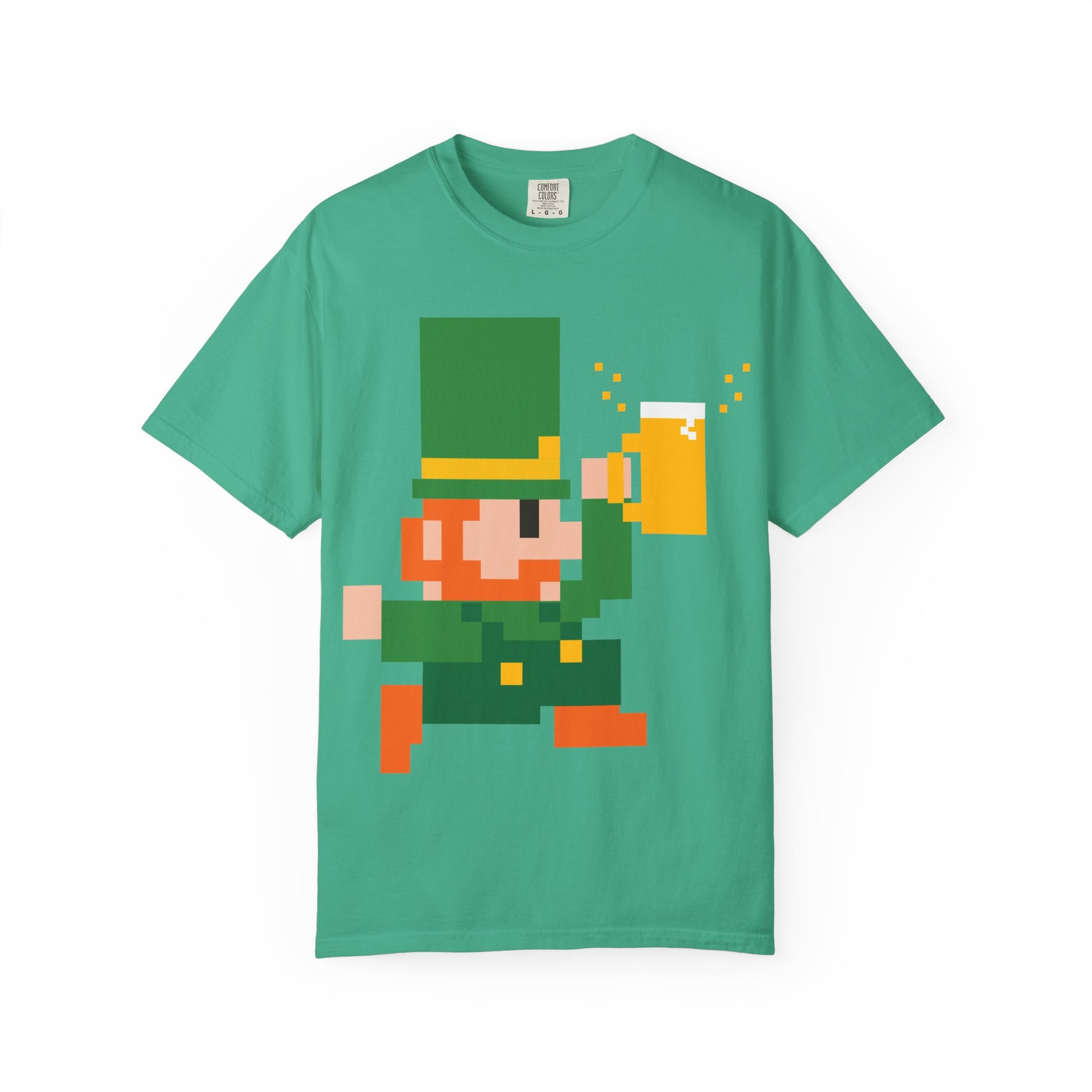 Retro Pixel Art St. Patrick's Day T-Shirt, Unisex Tee, Leprechaun Shirt, Holiday Apparel, Gamer Gift, Green Shirt