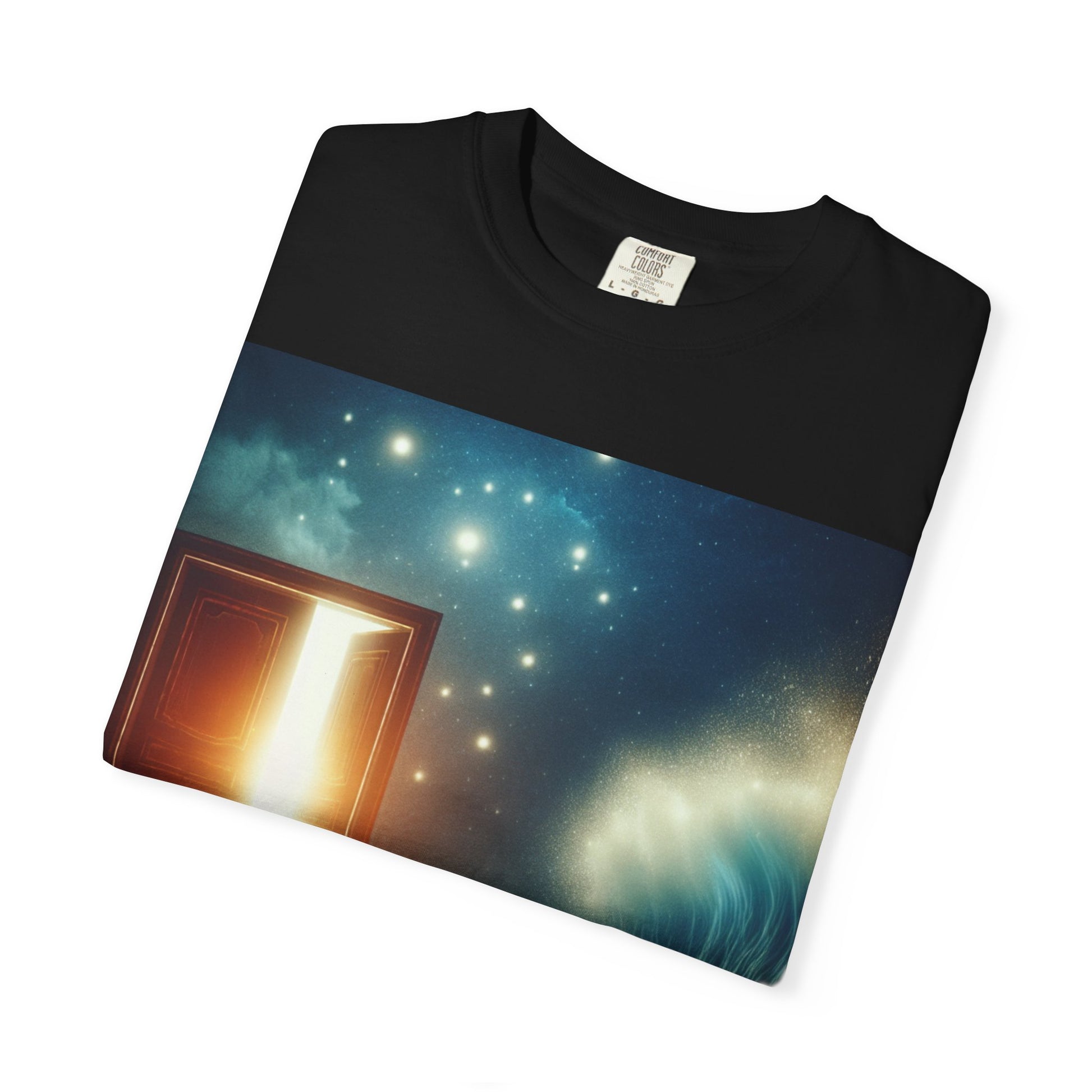 Surreal Wave Door Unisex T-shirt, Unique Graphic Tee, Gift for Dreamers, Inspirational Apparel, Perfect for Beach Lovers, Art Enthusiasts