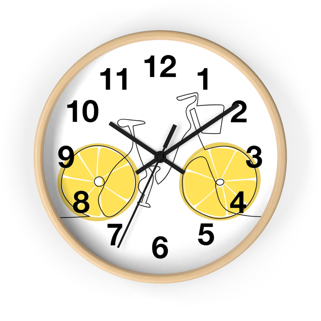 Bicycle & Lemon Decor Clock, Whimsical Wall Clock for Cyclists, Fruit Clock, Home Office Decor, Unique Gift for Bike Lovers