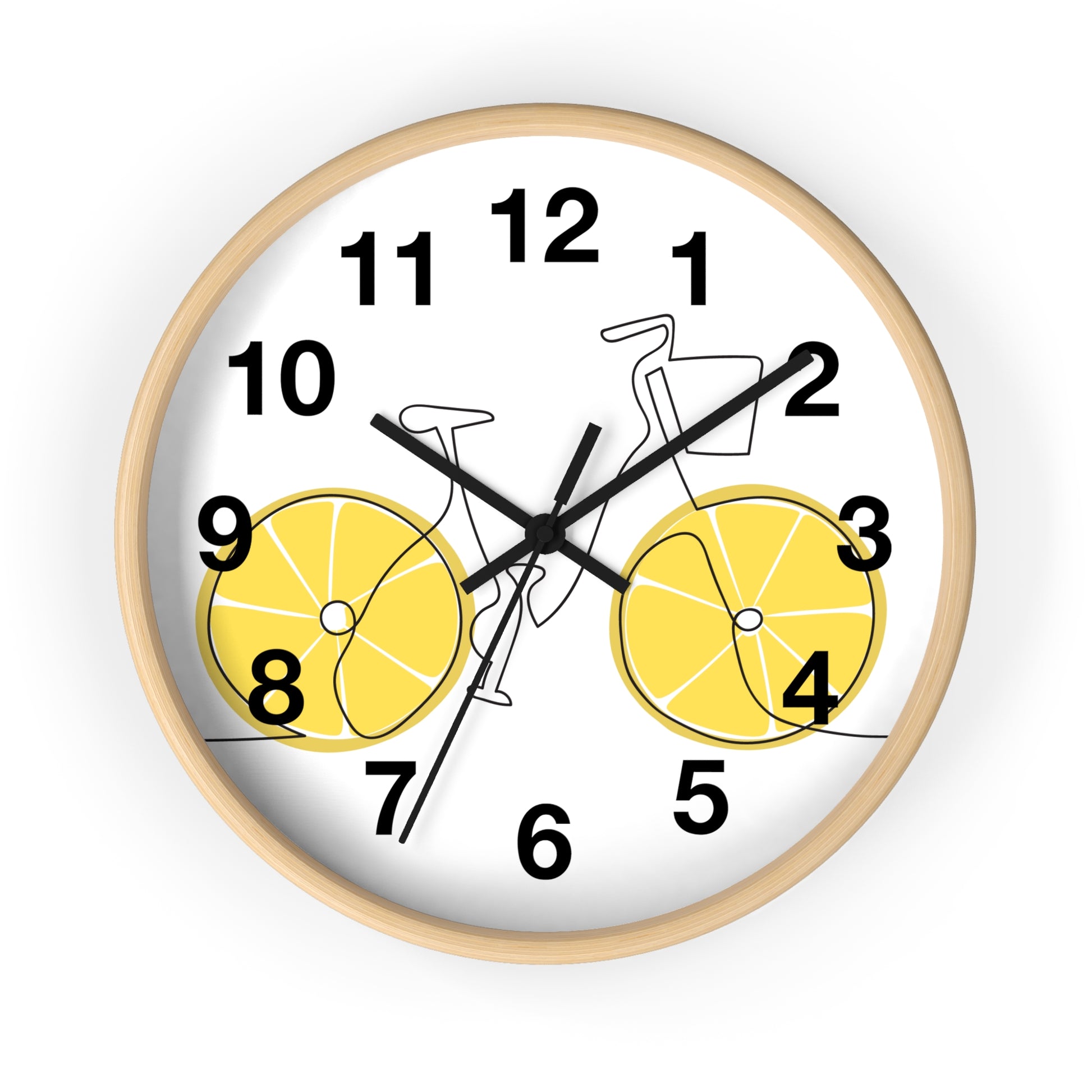 Bicycle & Lemon Decor Clock, Whimsical Wall Clock for Cyclists, Fruit Clock, Home Office Decor, Unique Gift for Bike Lovers