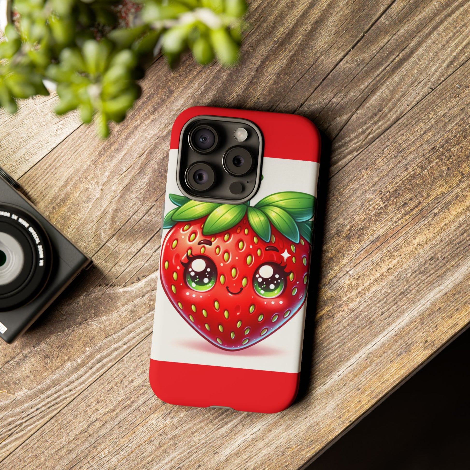 Cute Strawberry iPhone Case, Tough Phone Cases, Stylish Accessories, Fun Design for Kids and Adults, Perfect Gift for All Occasions