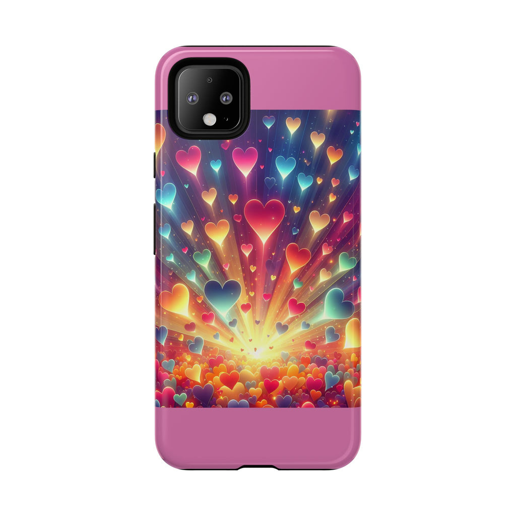 Colorful Love Phone Case, Heart Design, Cute Gift, Smartphone Accessory, Valentine's Day, Birthday Present, Colorful Hearts