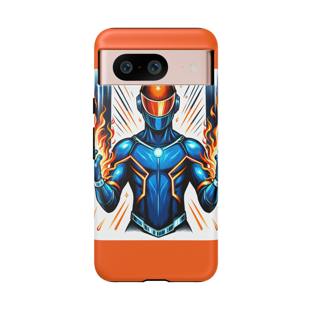 Vibrant Phone Case Featuring Fire-Themed Superhero Design, Durable and Stylish Gift for Gamers, Comic Lovers, and Tech Enthusiasts