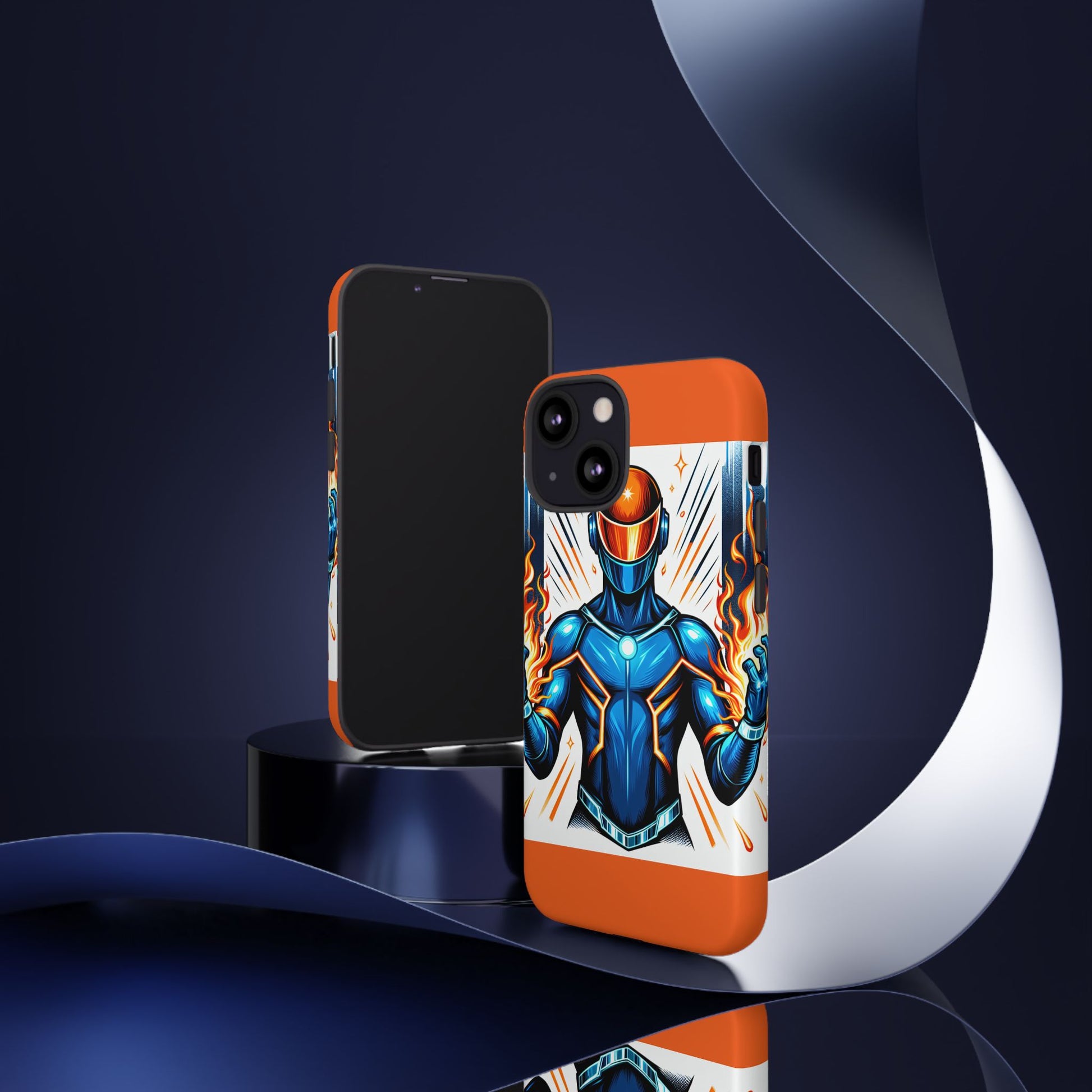 Vibrant Phone Case Featuring Fire-Themed Superhero Design, Durable and Stylish Gift for Gamers, Comic Lovers, and Tech Enthusiasts