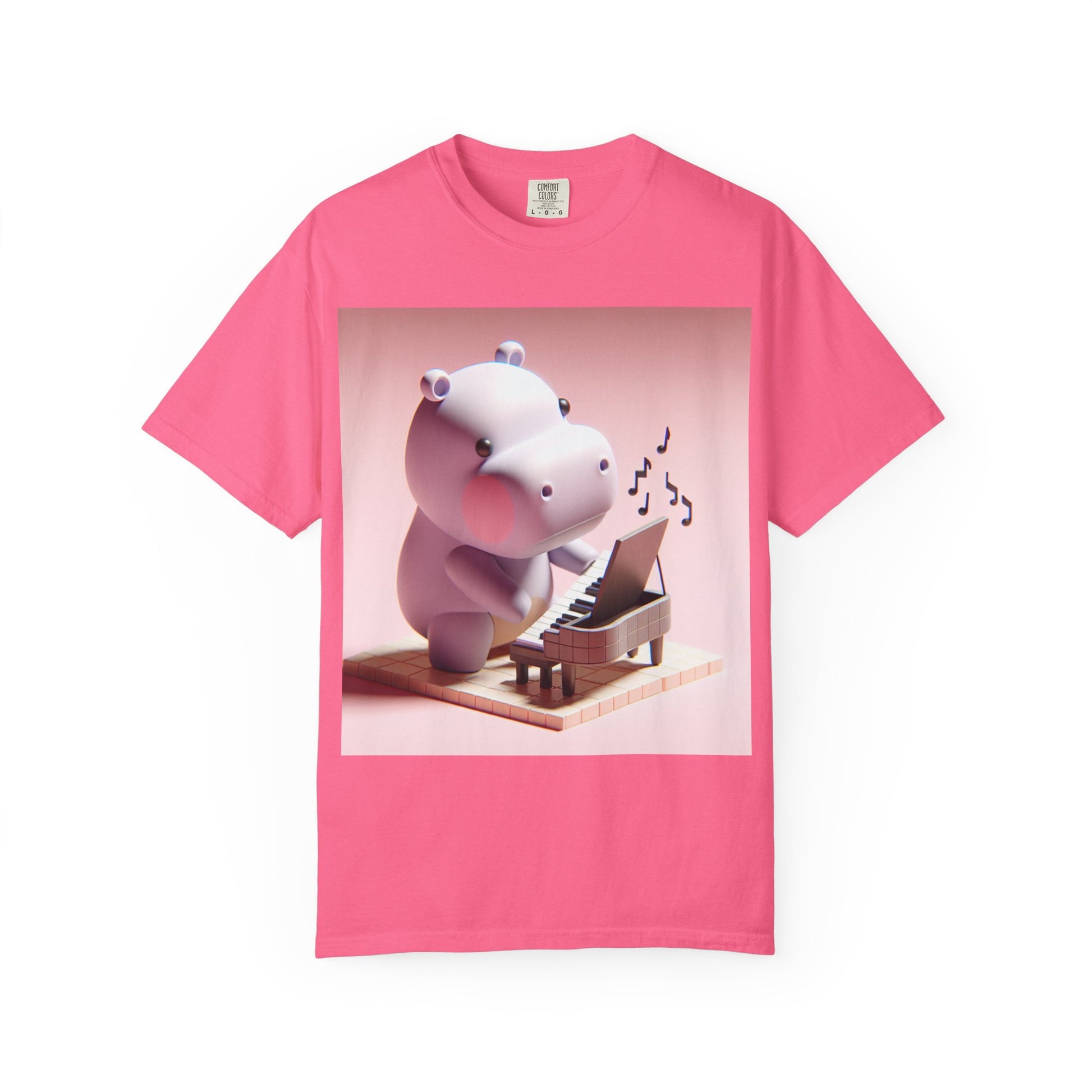 Cute Hippo Piano Unisex T-Shirt | Adorable Animal Tee, Gift for Music Lovers, Casual Wear, Birthday Present, Fun Art Apparel