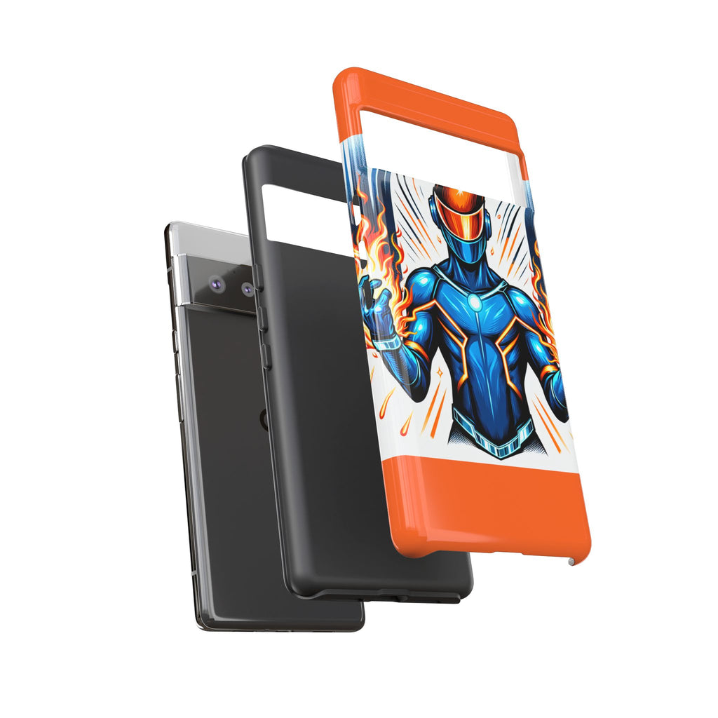 Vibrant Phone Case Featuring Fire-Themed Superhero Design, Durable and Stylish Gift for Gamers, Comic Lovers, and Tech Enthusiasts