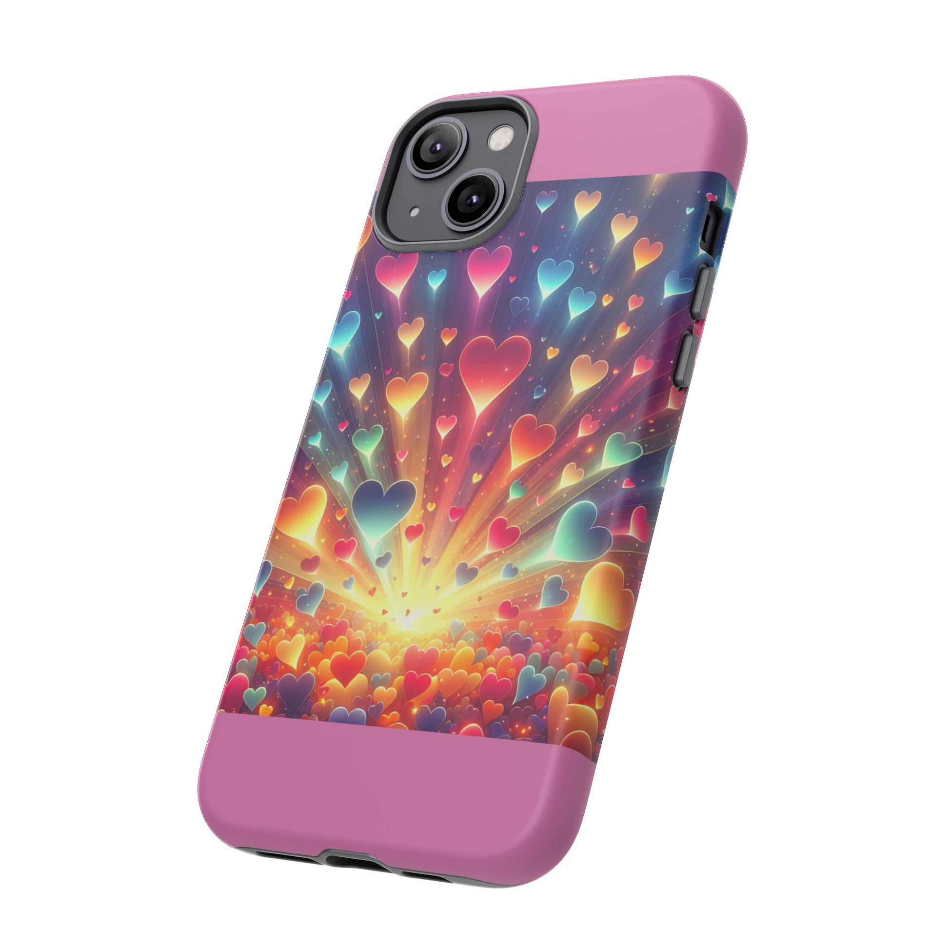 Colorful Love Phone Case, Heart Design, Cute Gift, Smartphone Accessory, Valentine's Day, Birthday Present, Colorful Hearts
