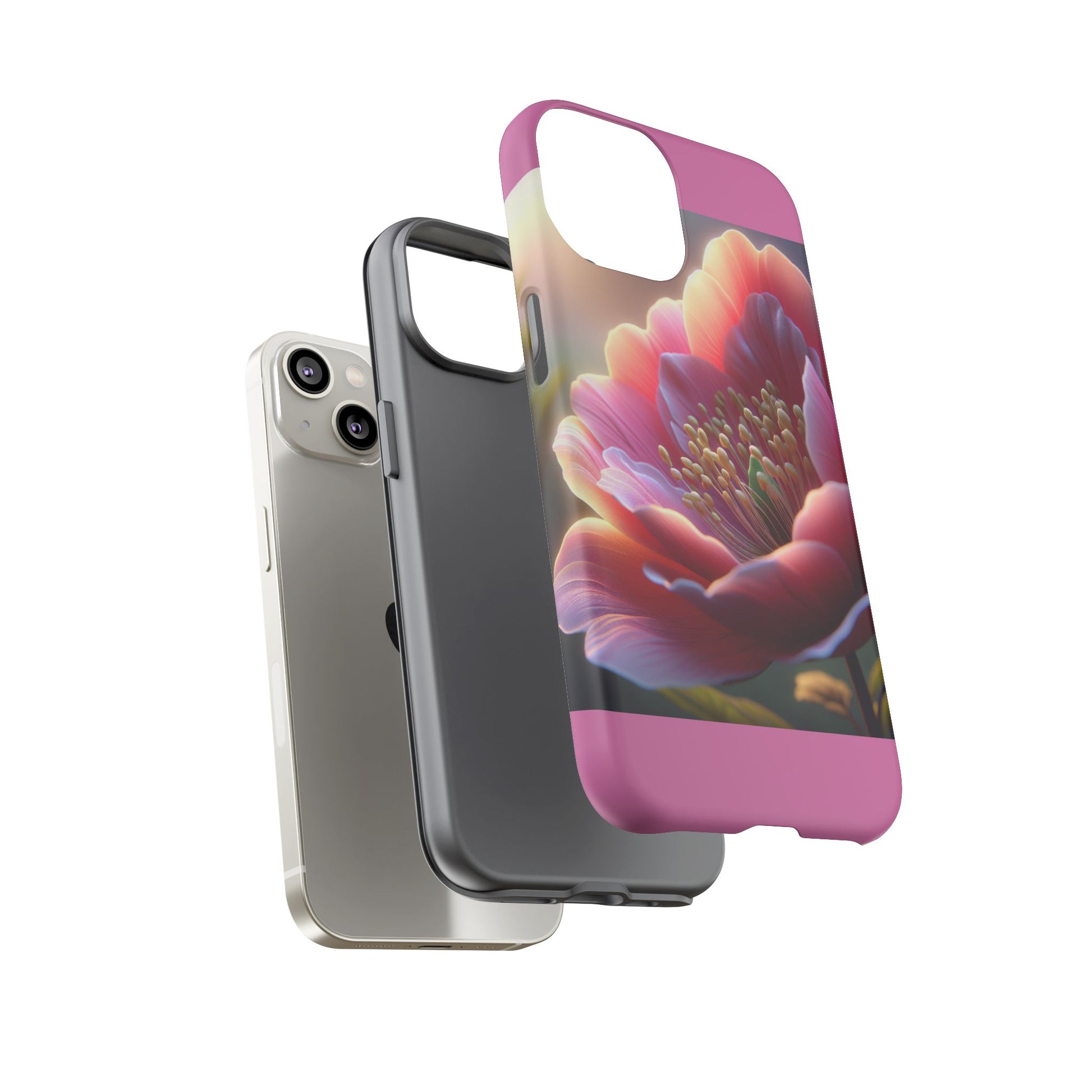Pink Floral Phone Case, Tough Cases, Floral Design, Phone Accessory Gift, Nature Inspired, Trendy Tech Case