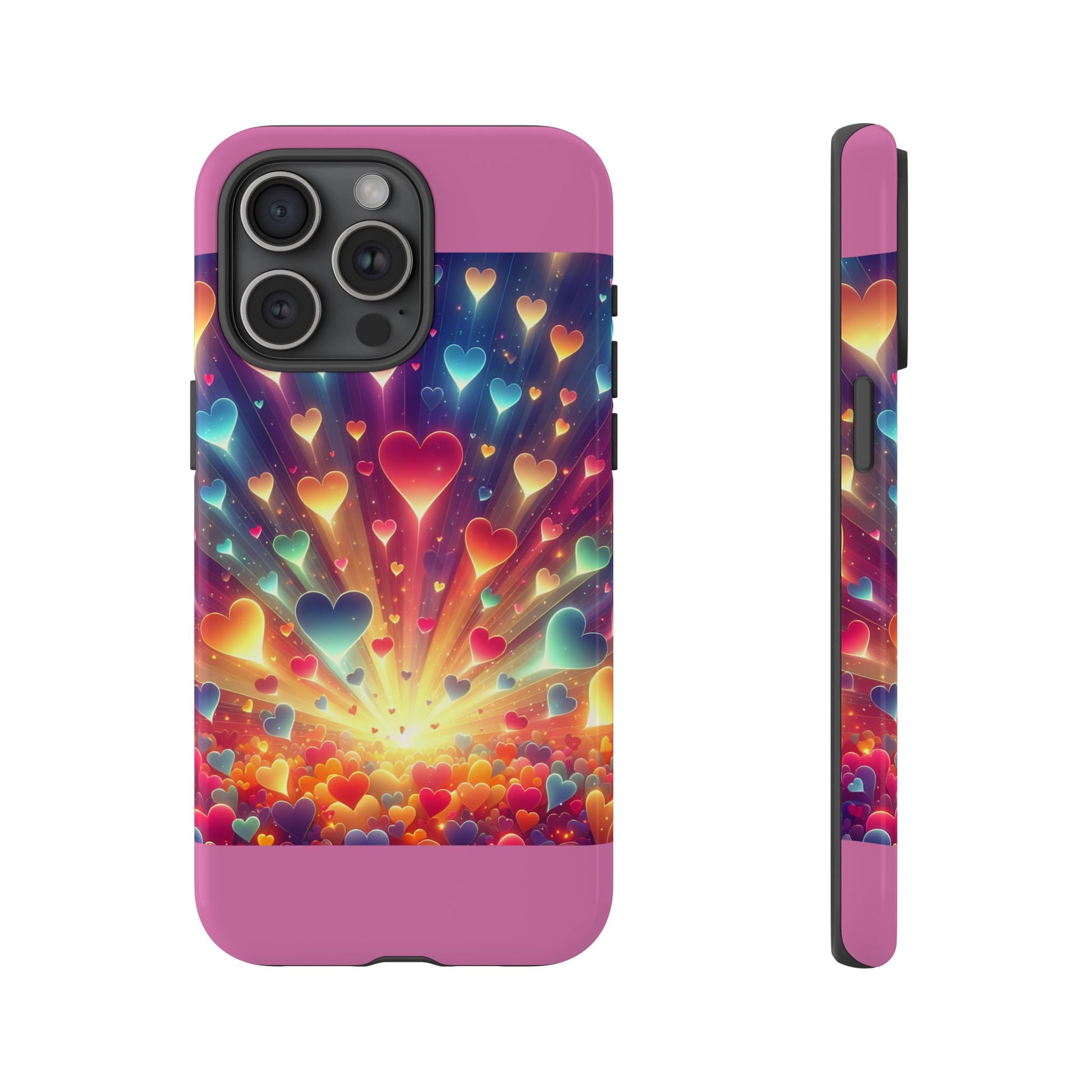 Colorful Love Phone Case, Heart Design, Cute Gift, Smartphone Accessory, Valentine's Day, Birthday Present, Colorful Hearts