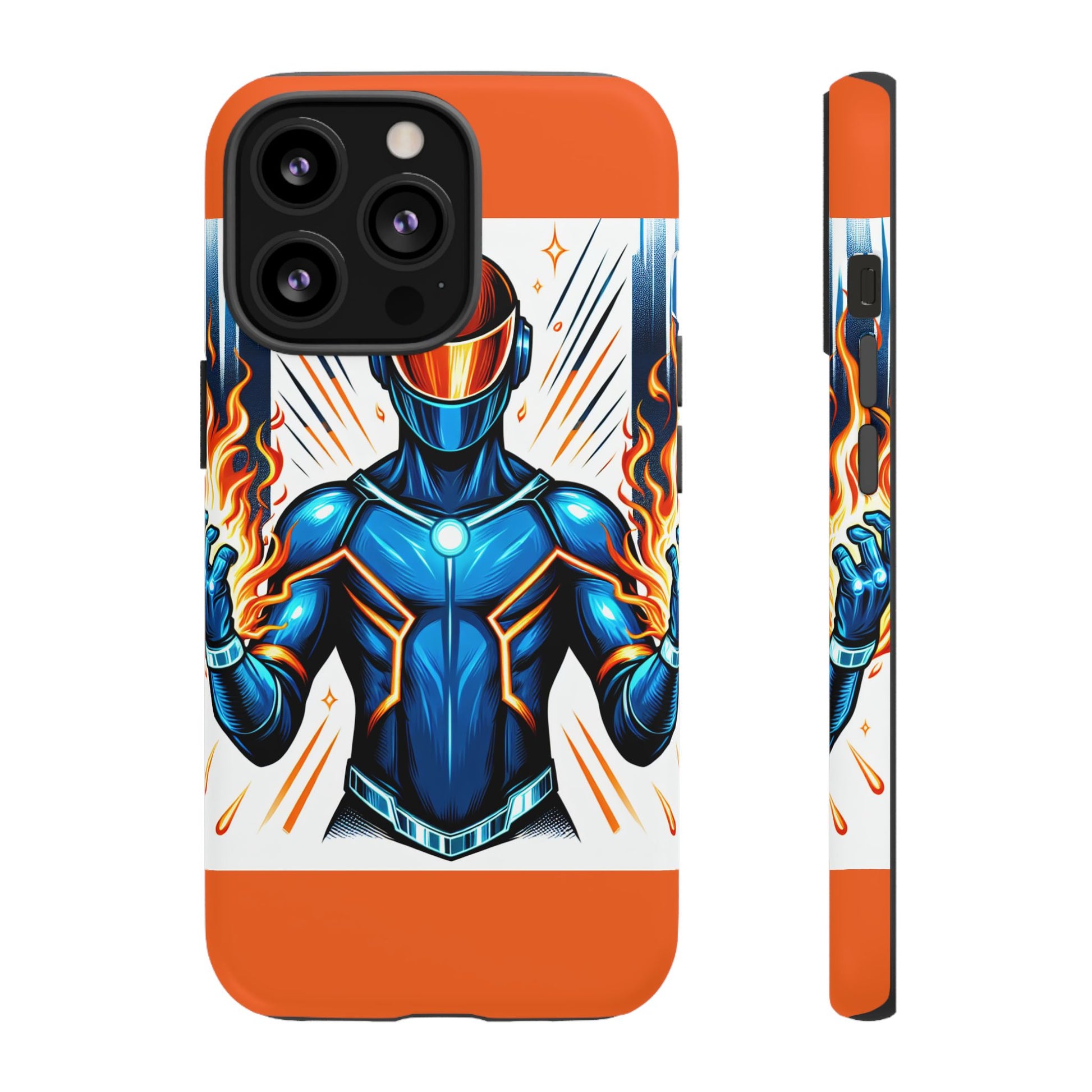 Vibrant Phone Case Featuring Fire-Themed Superhero Design, Durable and Stylish Gift for Gamers, Comic Lovers, and Tech Enthusiasts