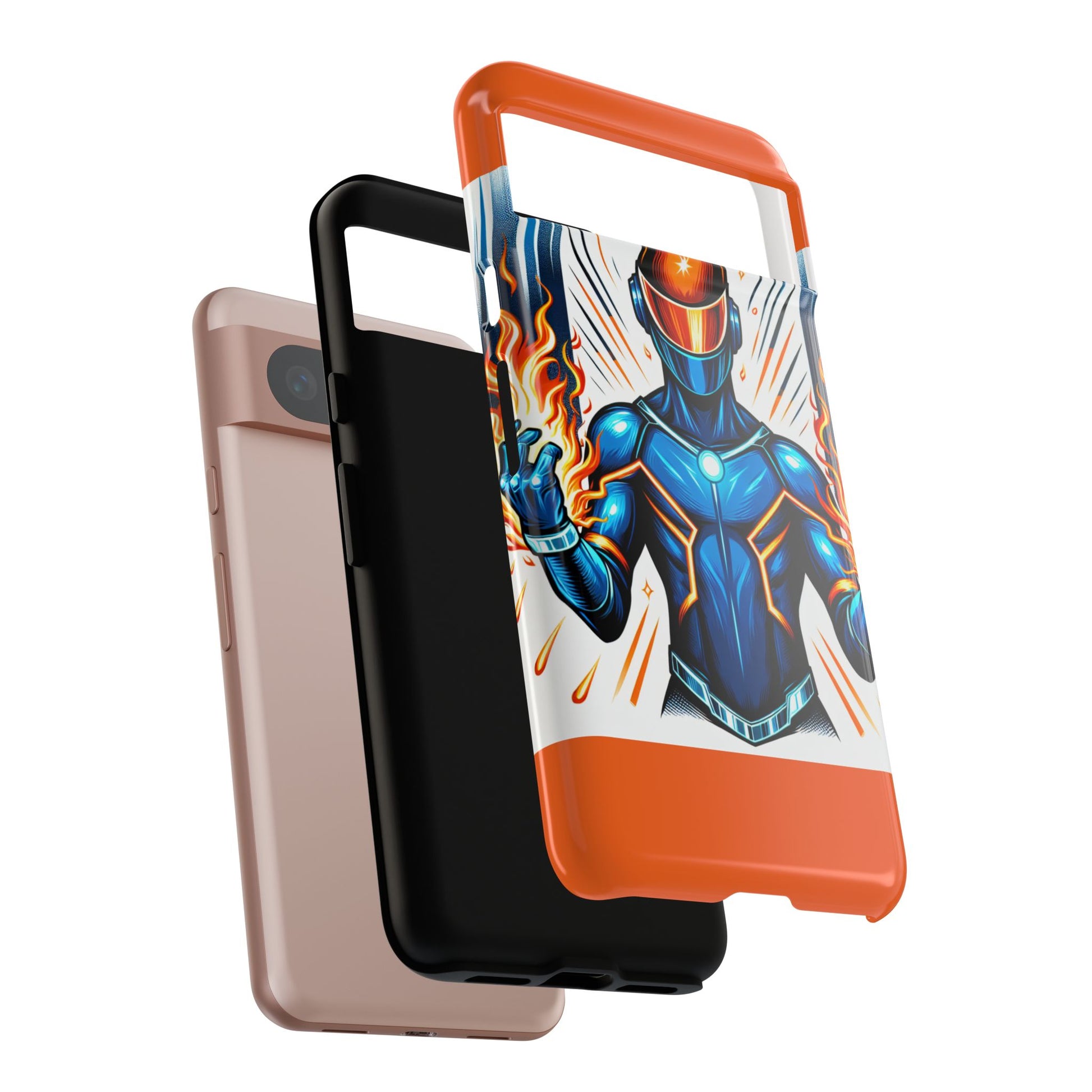 Vibrant Phone Case Featuring Fire-Themed Superhero Design, Durable and Stylish Gift for Gamers, Comic Lovers, and Tech Enthusiasts