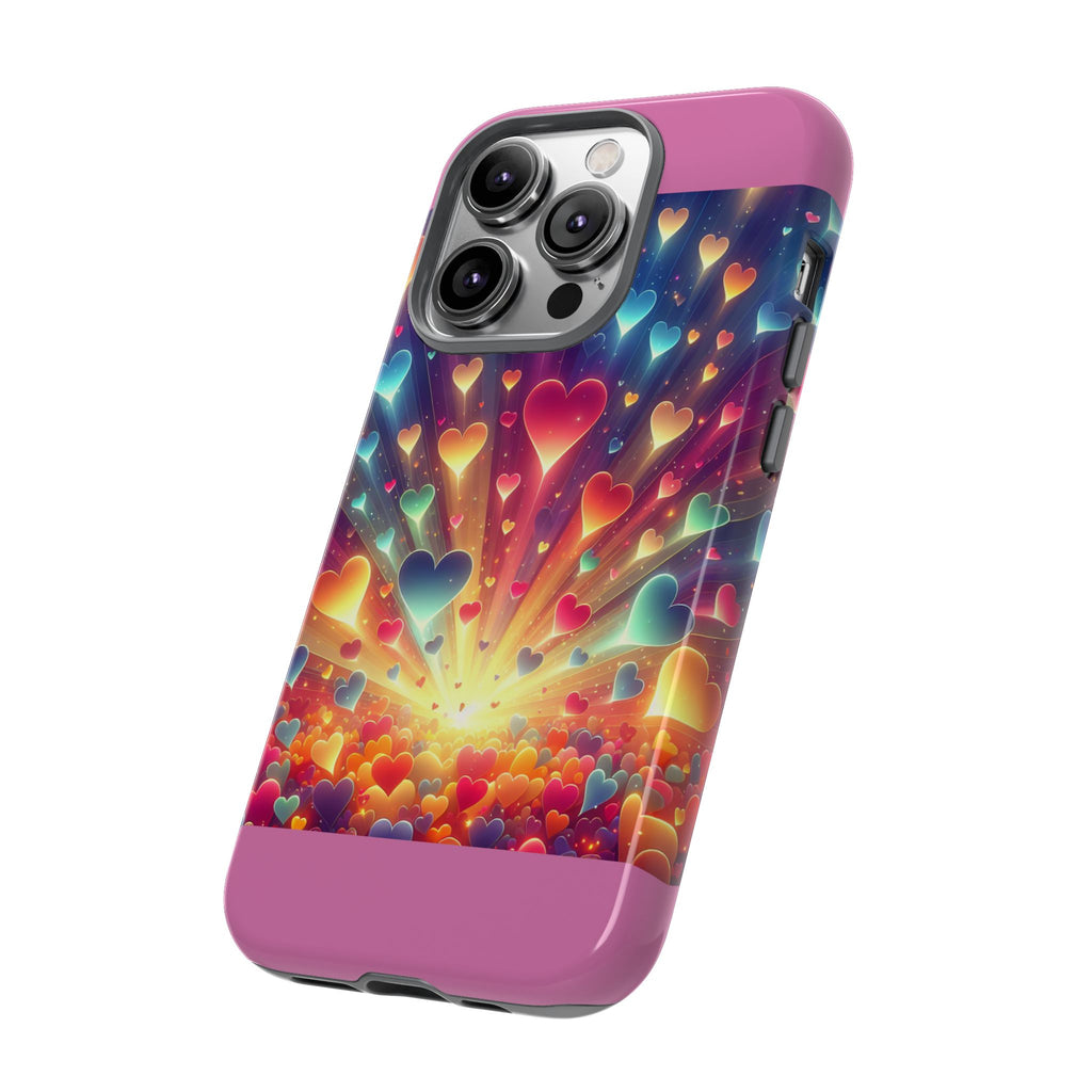 Colorful Love Phone Case, Heart Design, Cute Gift, Smartphone Accessory, Valentine's Day, Birthday Present, Colorful Hearts
