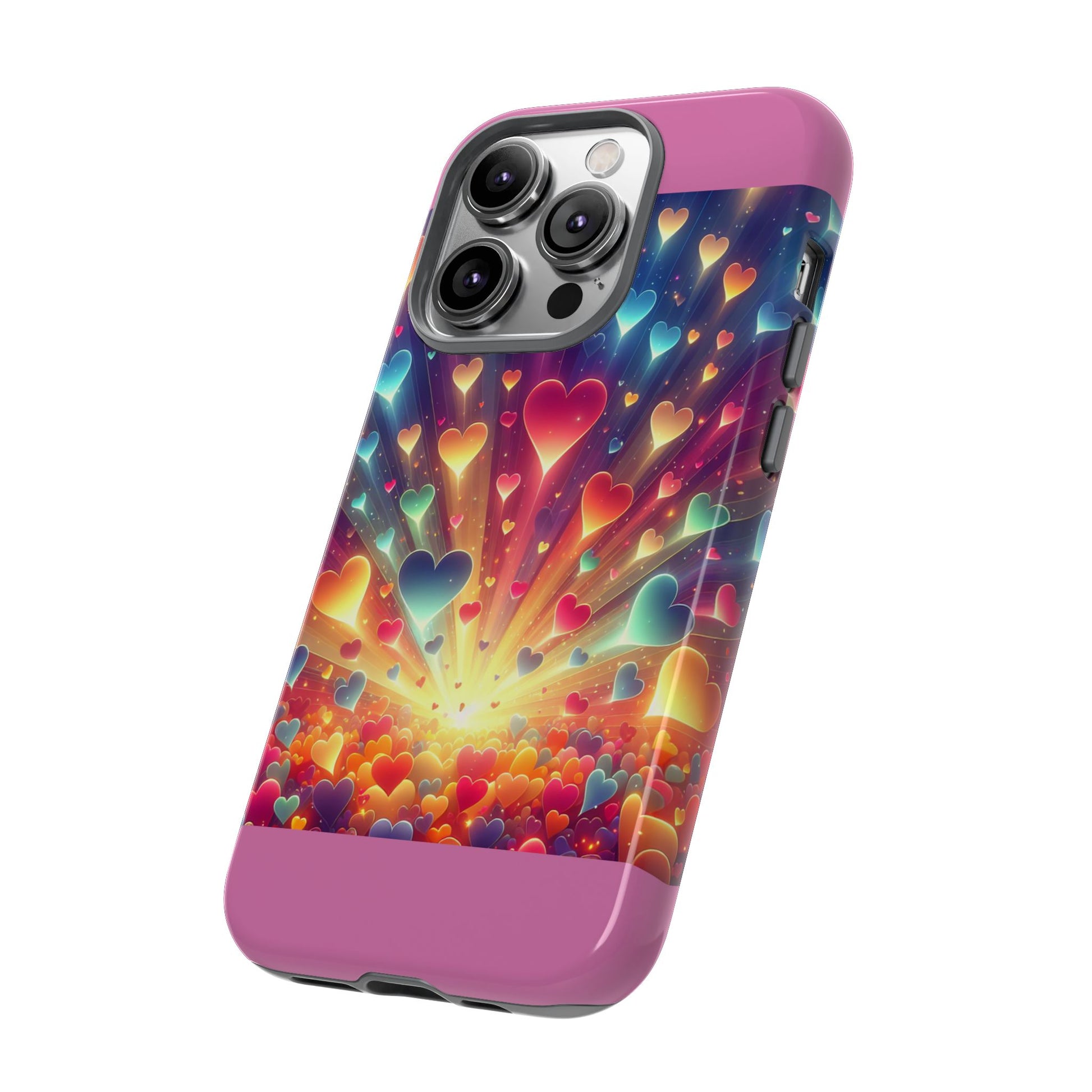 Colorful Love Phone Case, Heart Design, Cute Gift, Smartphone Accessory, Valentine's Day, Birthday Present, Colorful Hearts