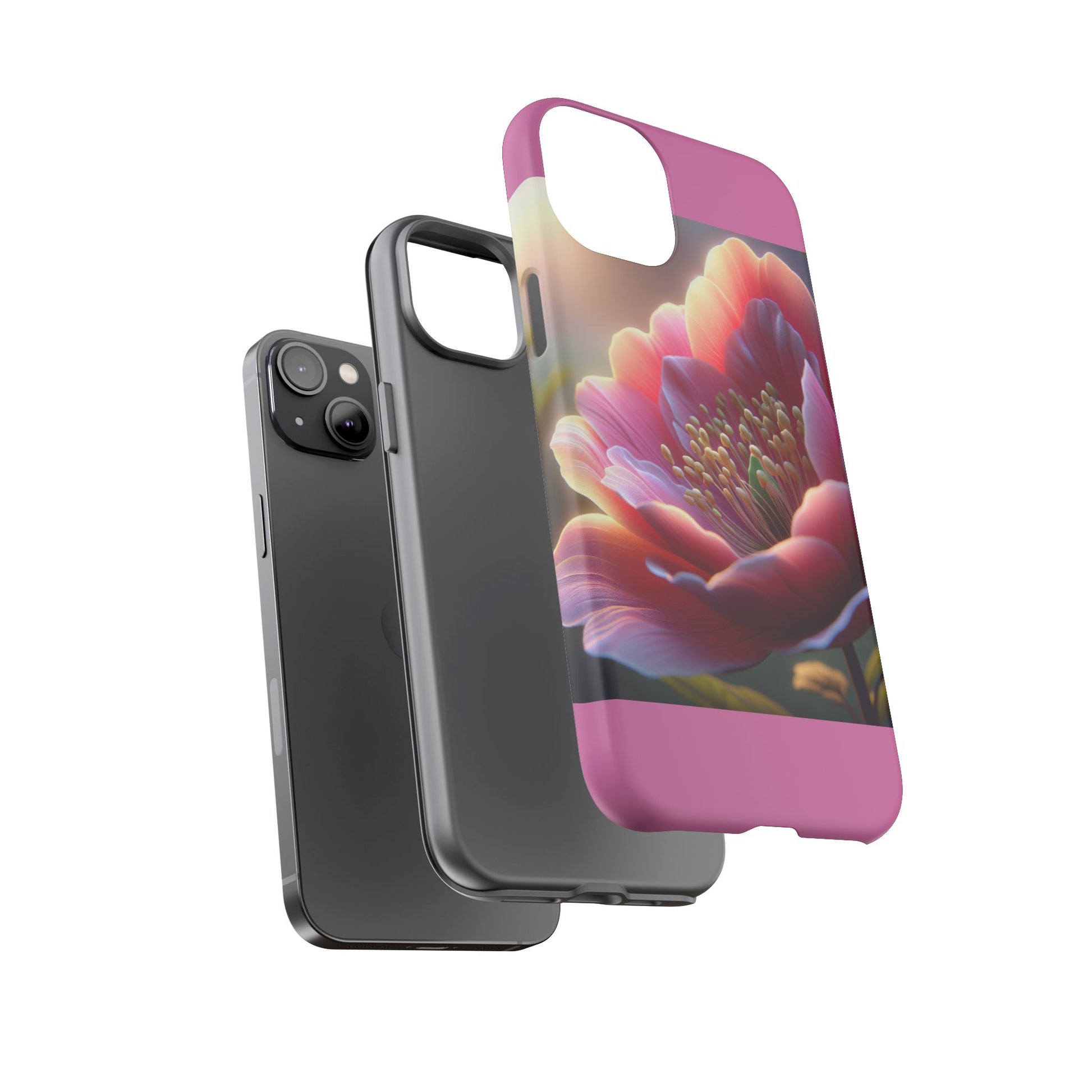 Pink Floral Phone Case, Tough Cases, Floral Design, Phone Accessory Gift, Nature Inspired, Trendy Tech Case