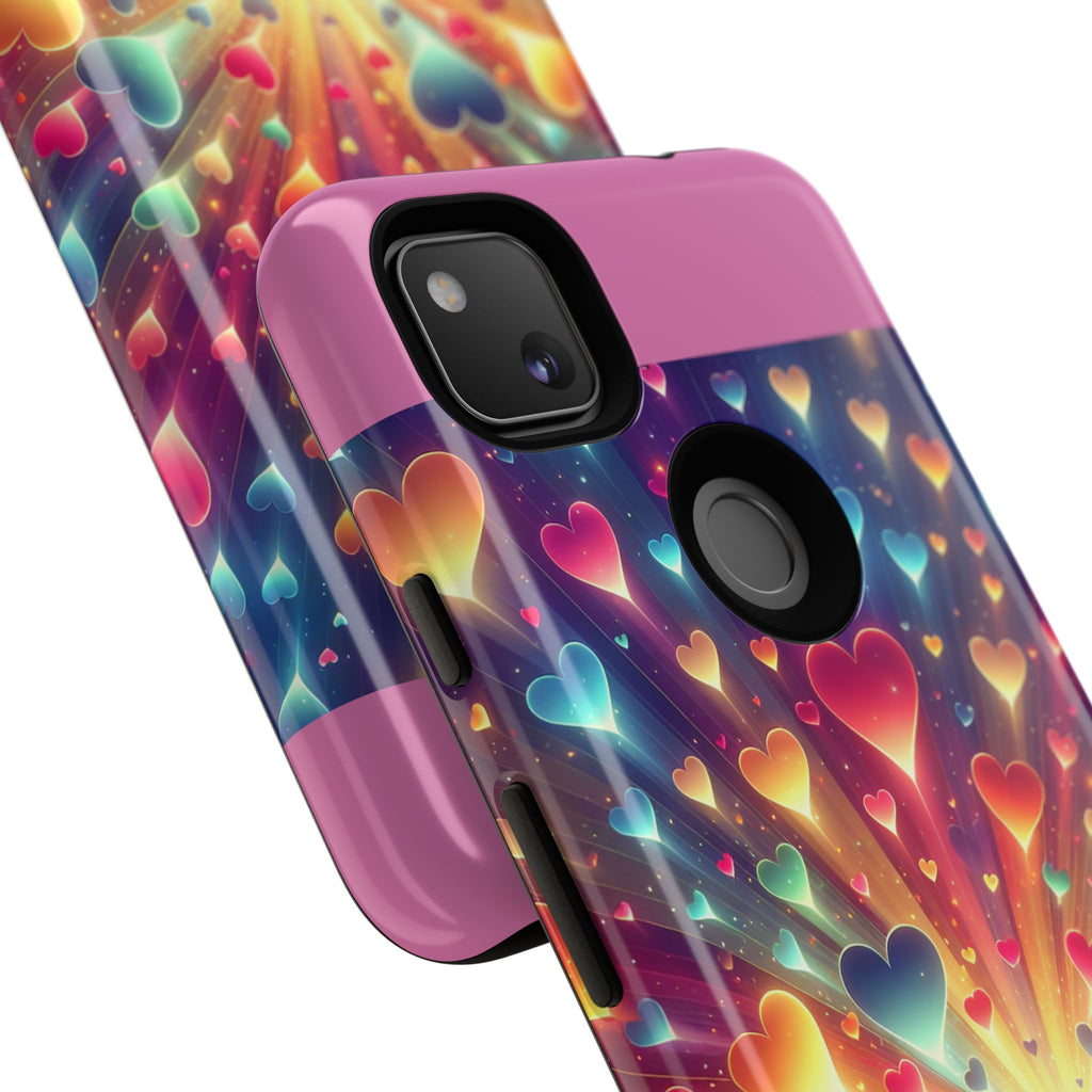 Colorful Love Phone Case, Heart Design, Cute Gift, Smartphone Accessory, Valentine's Day, Birthday Present, Colorful Hearts
