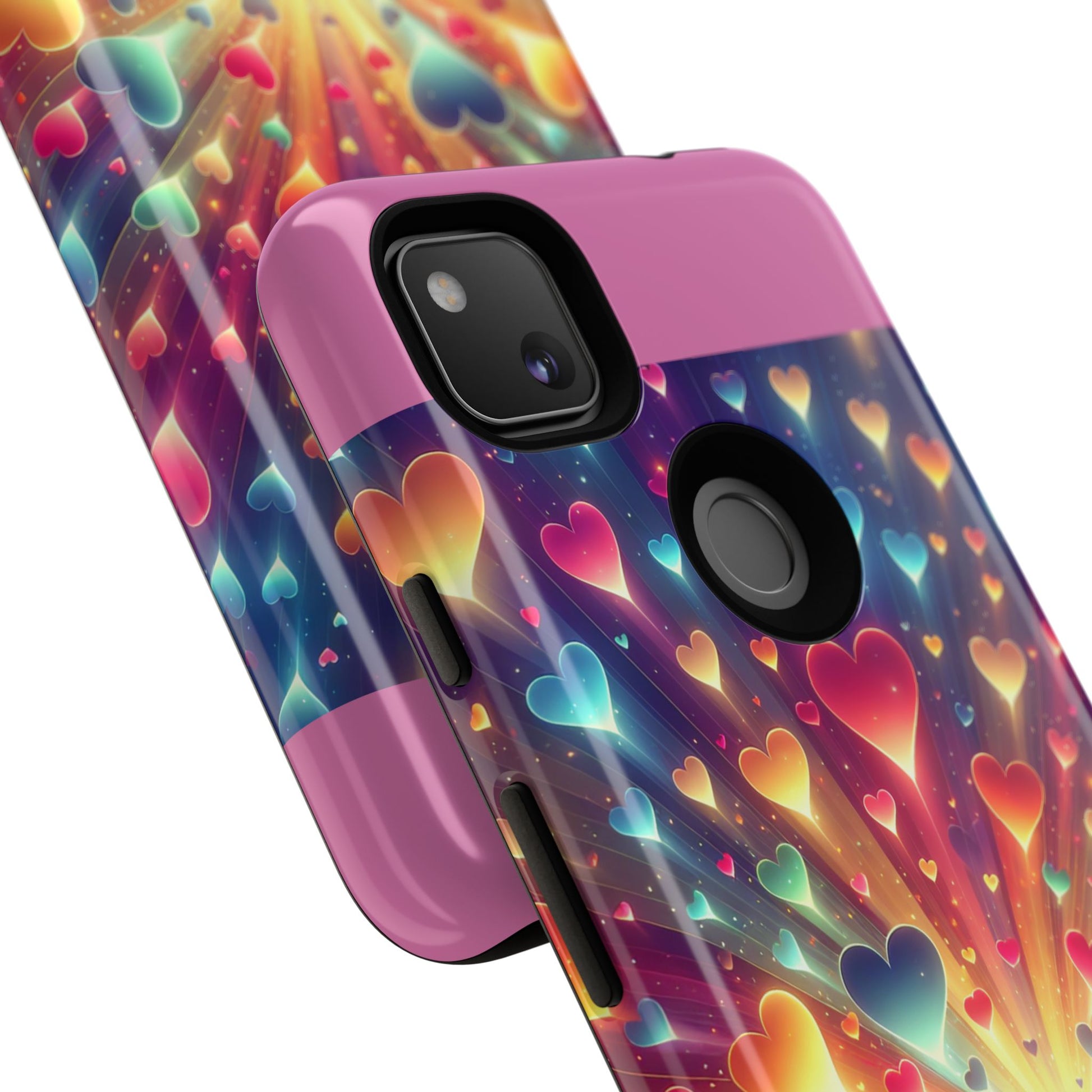 Colorful Love Phone Case, Heart Design, Cute Gift, Smartphone Accessory, Valentine's Day, Birthday Present, Colorful Hearts