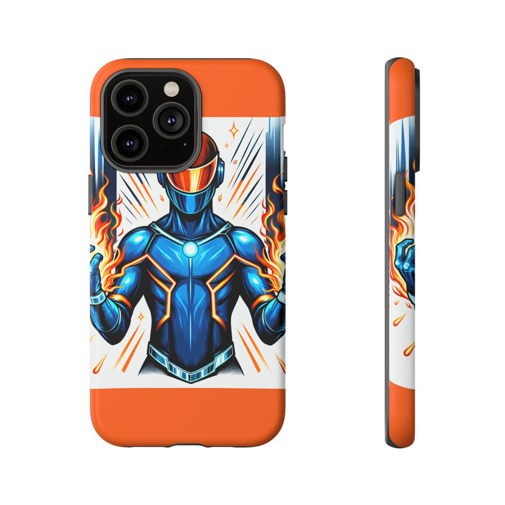 Vibrant Phone Case Featuring Fire-Themed Superhero Design, Durable and Stylish Gift for Gamers, Comic Lovers, and Tech Enthusiasts